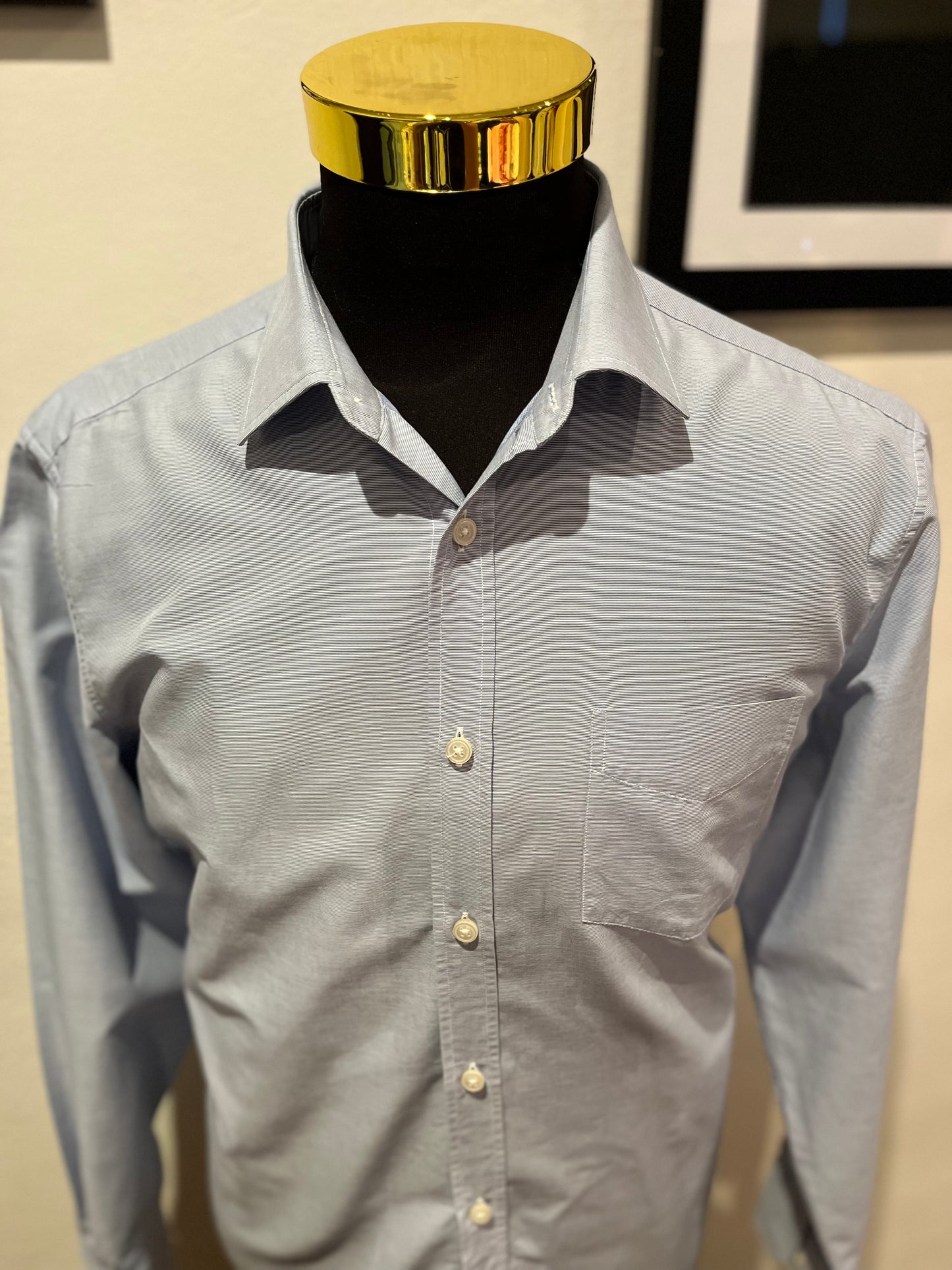 Z Zegna 100% Cotton Drop 8 Fit Blue Shirt Size Large 44/17.5