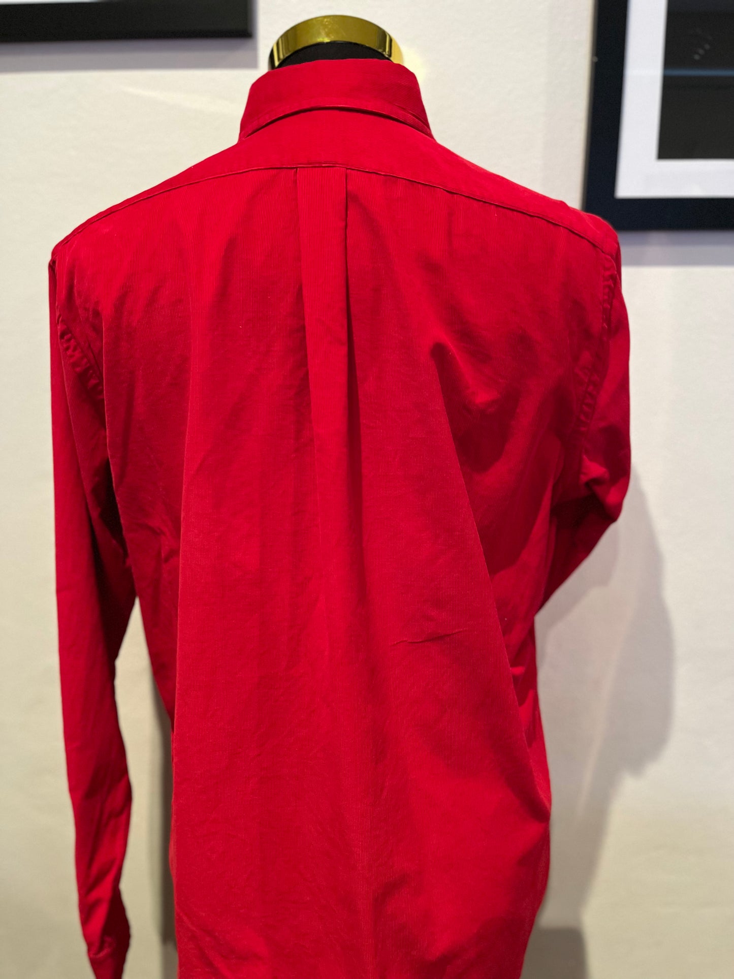 Ralph Lauren 100% Cotton Corduroy Red Shirt Size Large Classic Fit Button Down Collar