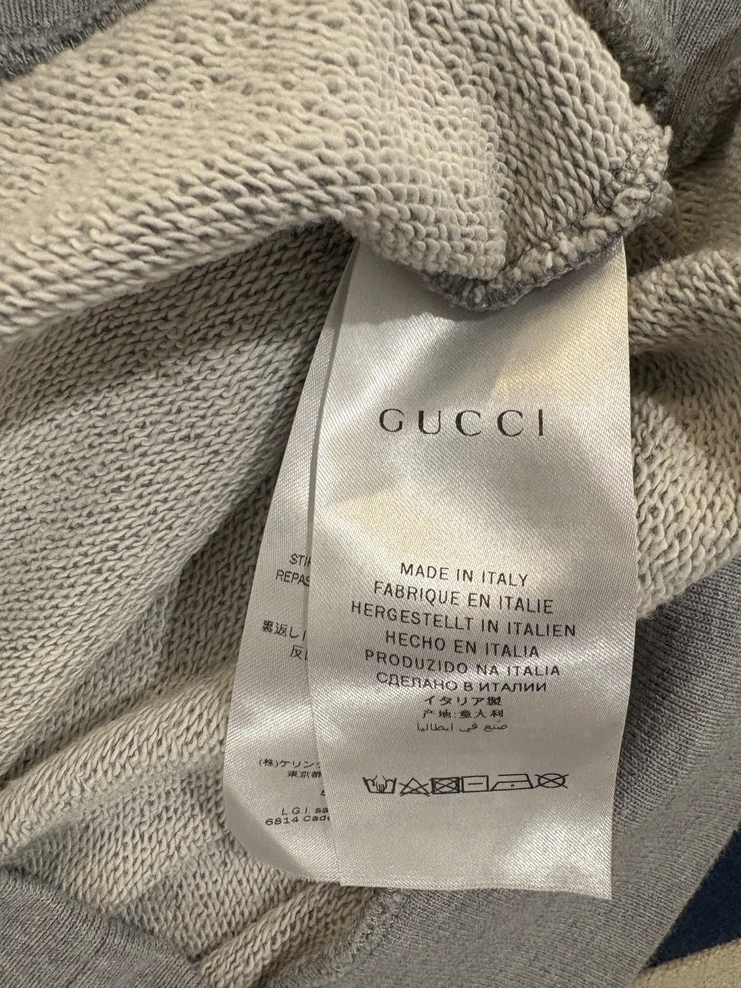 Gucci 100% Cotton Gray Leopard Chest Logo Vintage Sweatshirt Kids Size 6