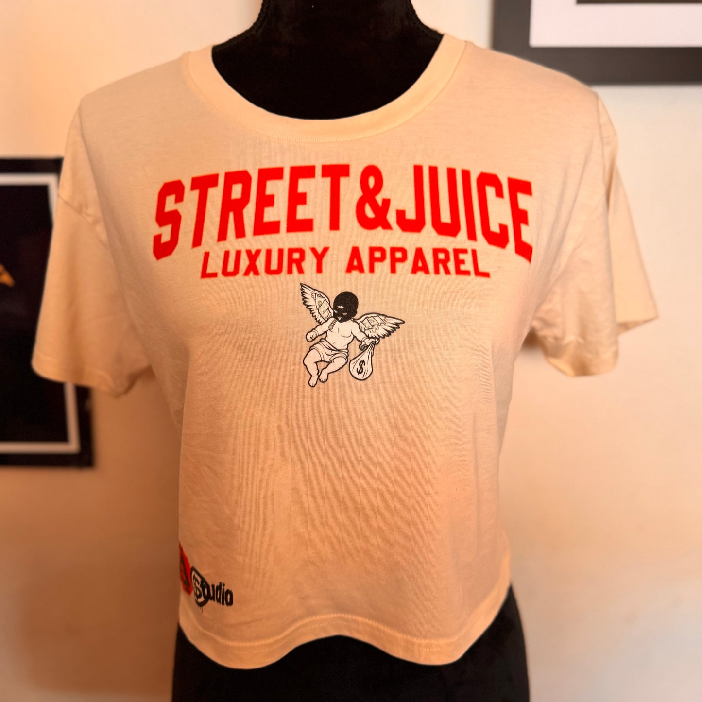 Street & Juice “Bad Bitch” Women’s Cotton Cream Crop Top Tee
