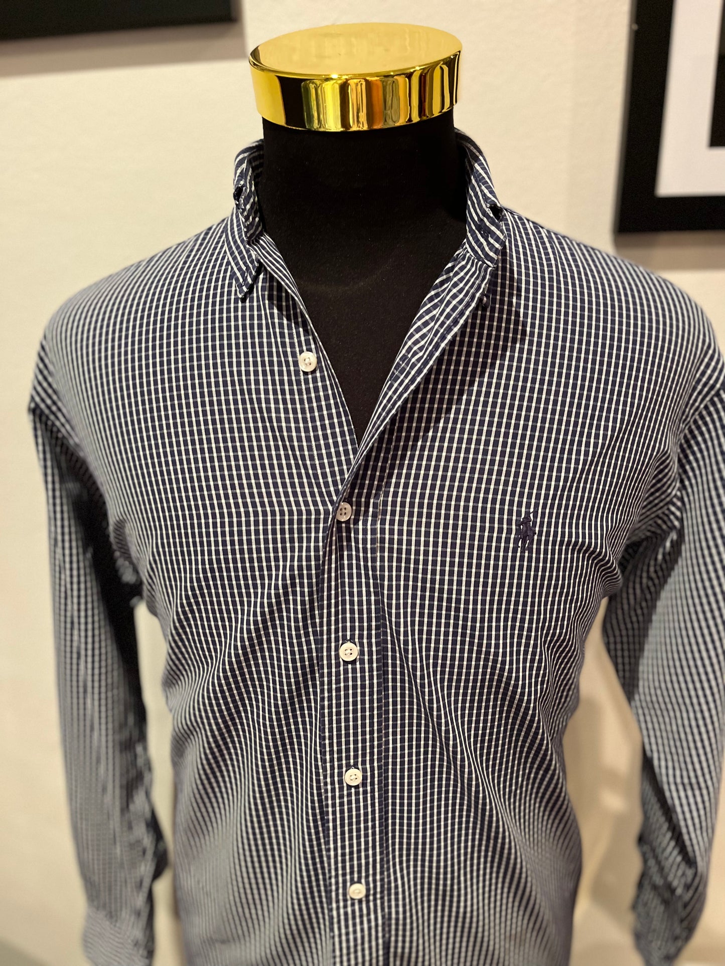 Ralph Lauren 100% Blake Cotton Size Large Blue White Check