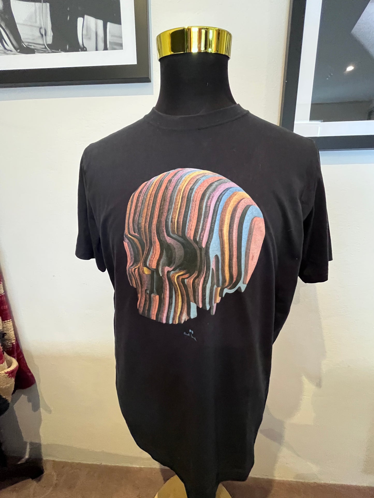Paul Smith PS 100% Cotton Skull Logo Print Tee Size XL Regular Fit