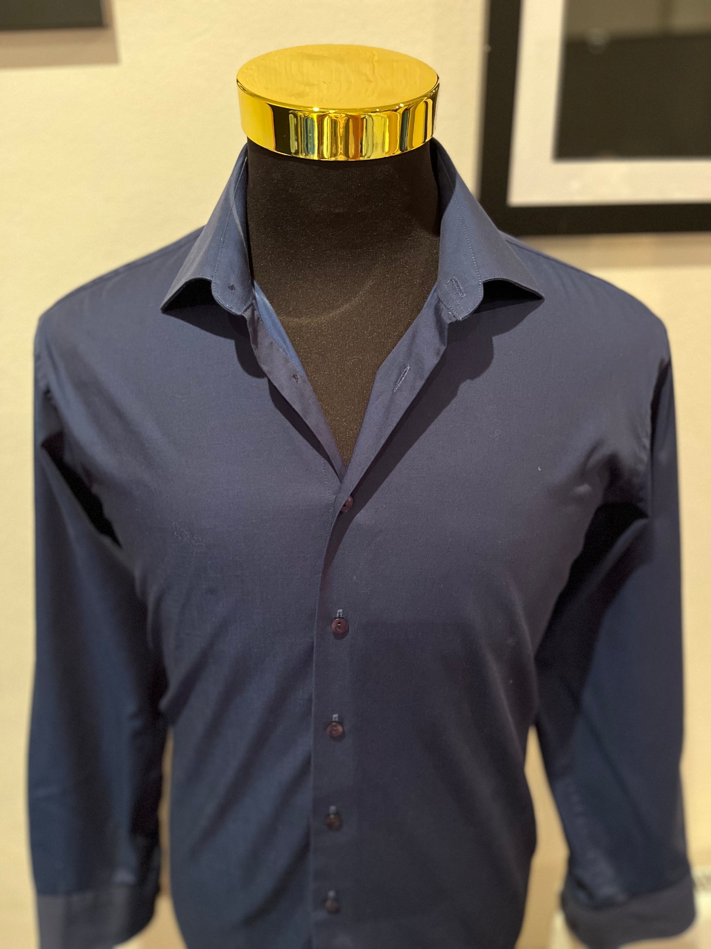 Calvin Klein 100% Cotton Dark Electric Blue Shirt Size M Slim Fit