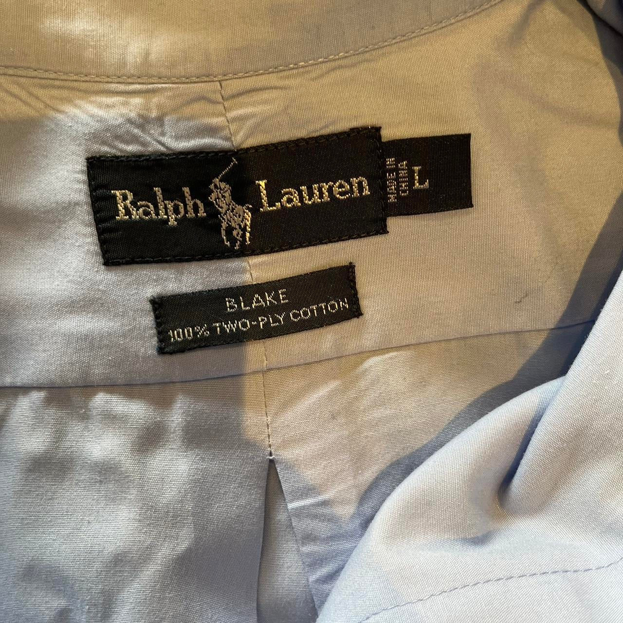 Ralph Lauren 100% Two Ply Blake Cotton Blue Shirt Size Large Classic Fit