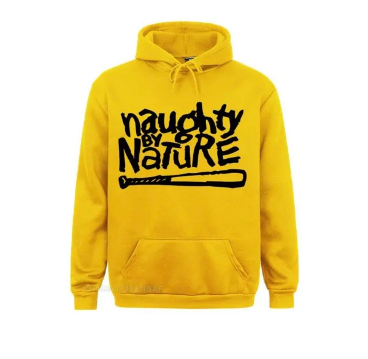 Naughty By Nature Fleece Mustard Front Pocket Draw String Hoodie