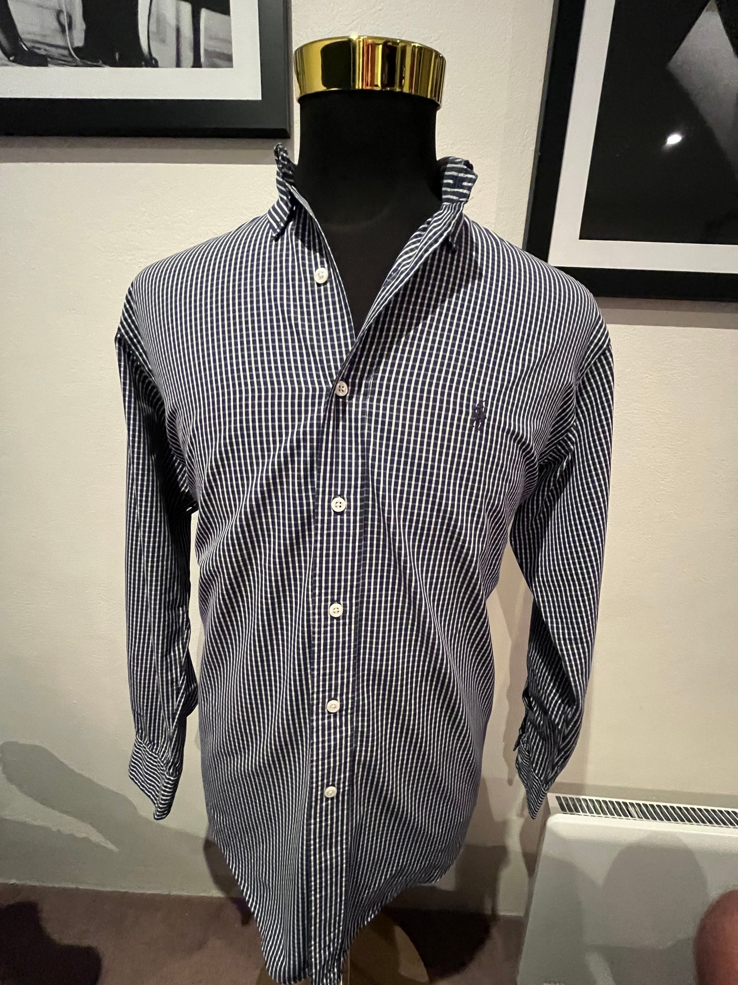 Ralph Lauren 100% Blake Cotton Size Large Blue White Check