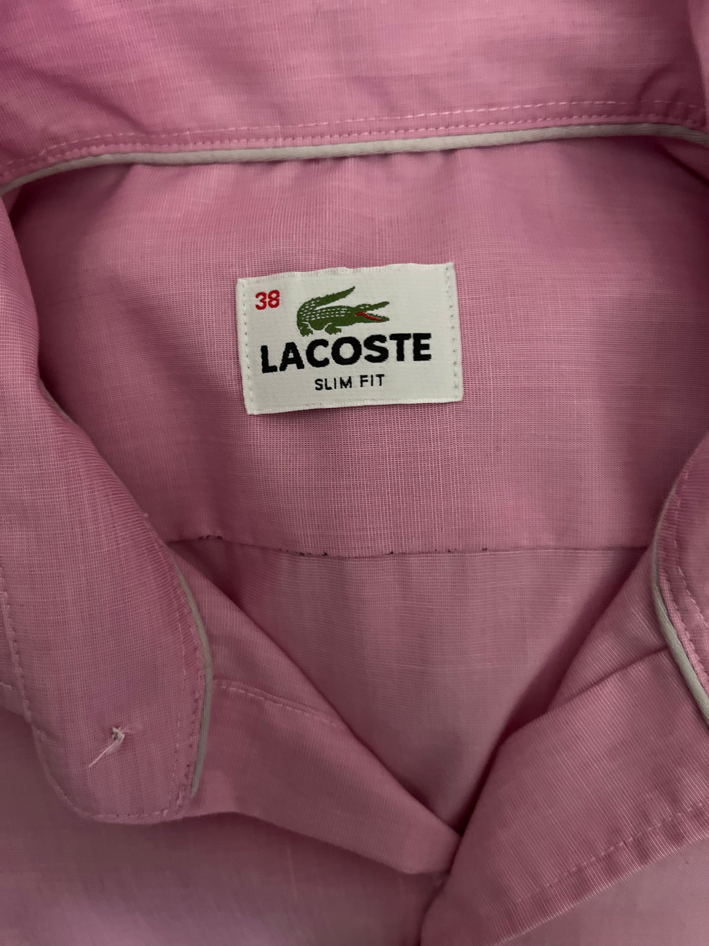 Lacoste 100% Cotton Salmon Pink Oxford Shirt Size Small Slim Fit
