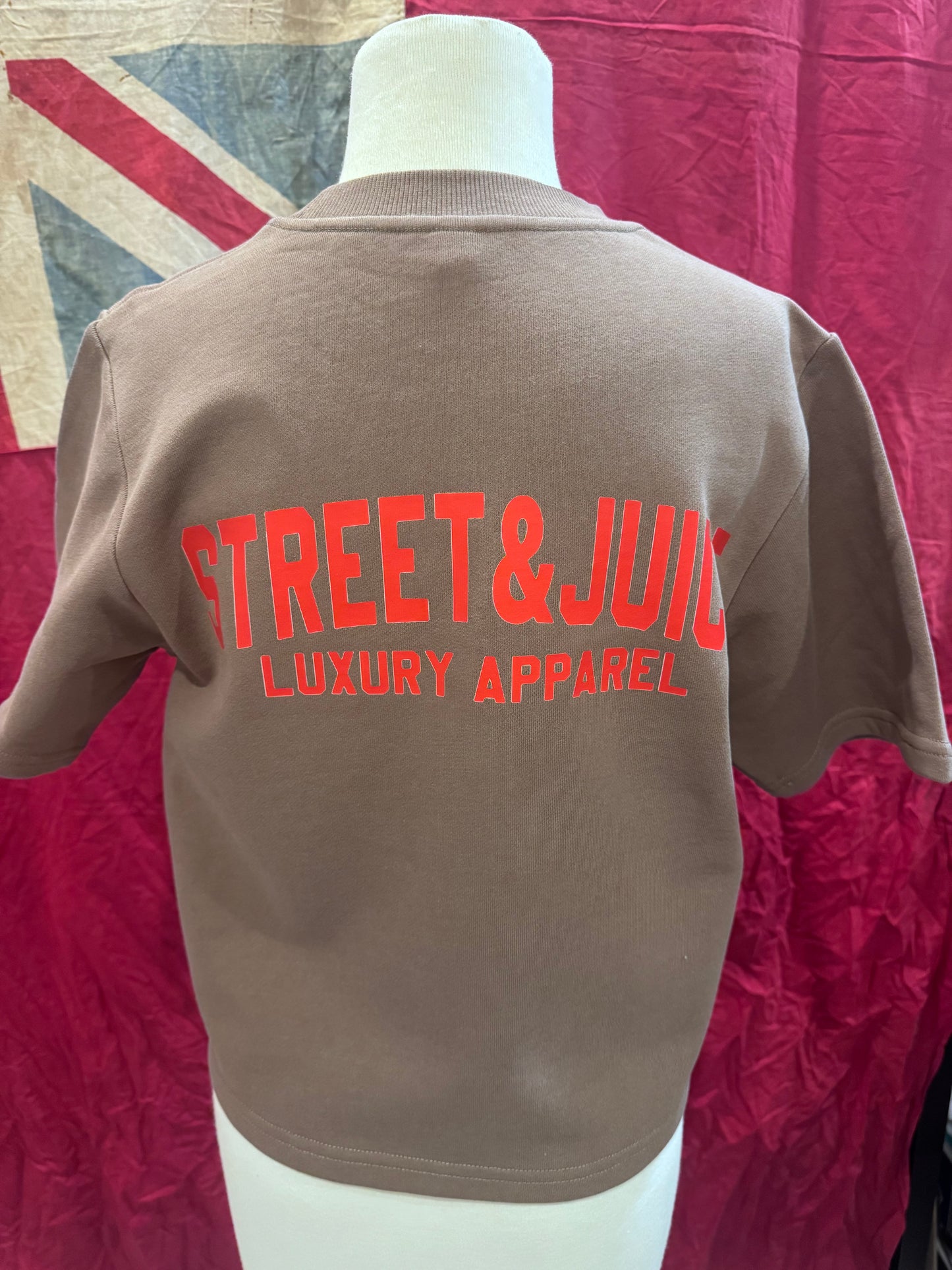 Street & Juice Women’s Straight Outta Newtown’ 100% Cotton Brown Crop Sweater