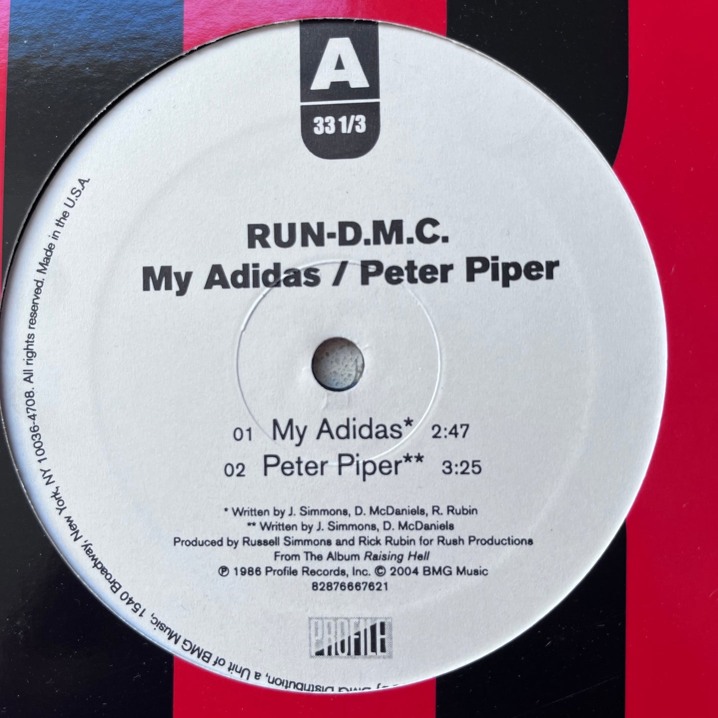 RUN DMC “My Adidas” / “Peter Piper” 4 Version 12inch Vinyl Record Includes Original and Instrumentals