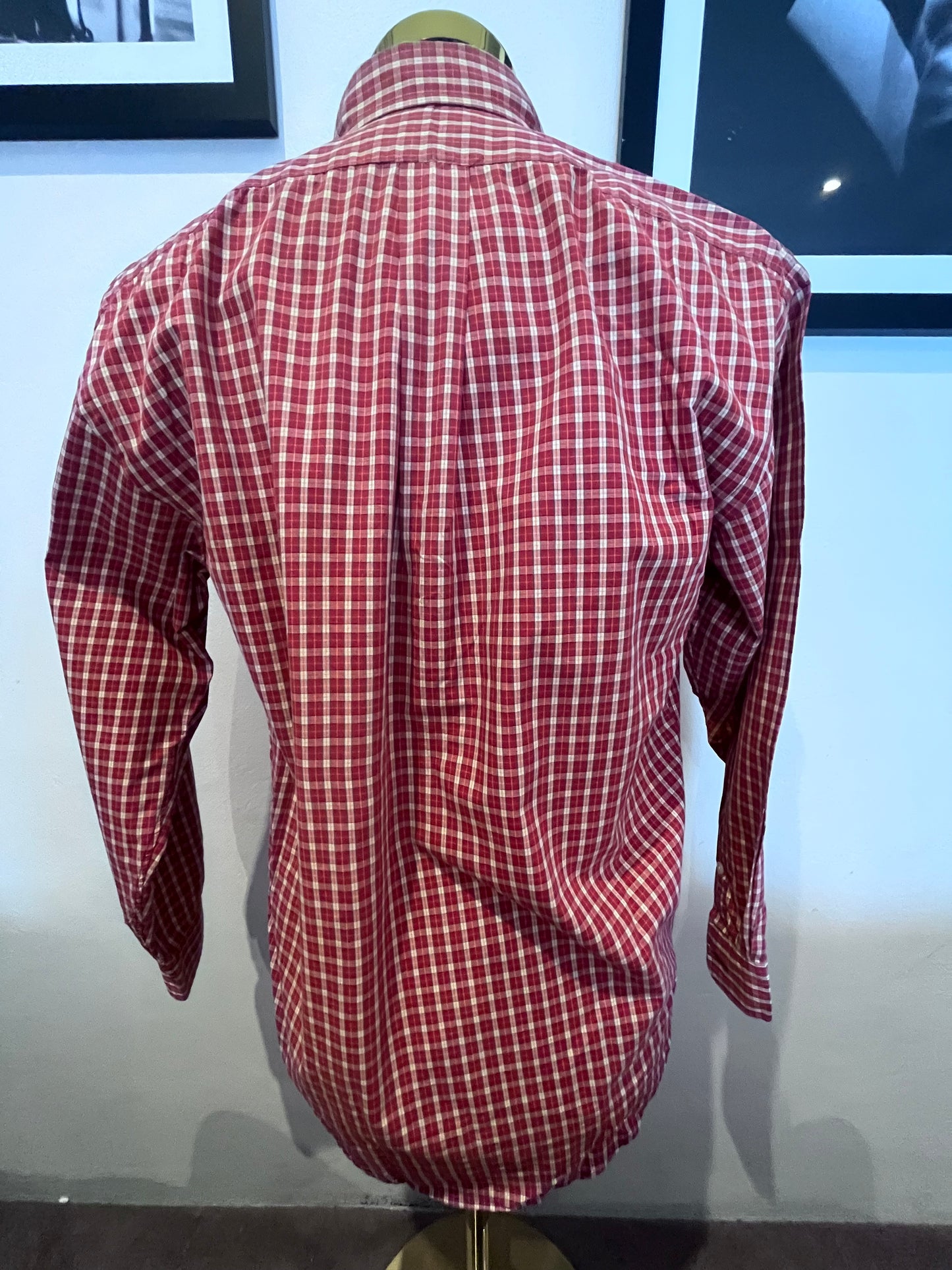 Ralph Lauren 100% Cotton Red Check Button Down Shirt Size S Classic Fit, 15/32