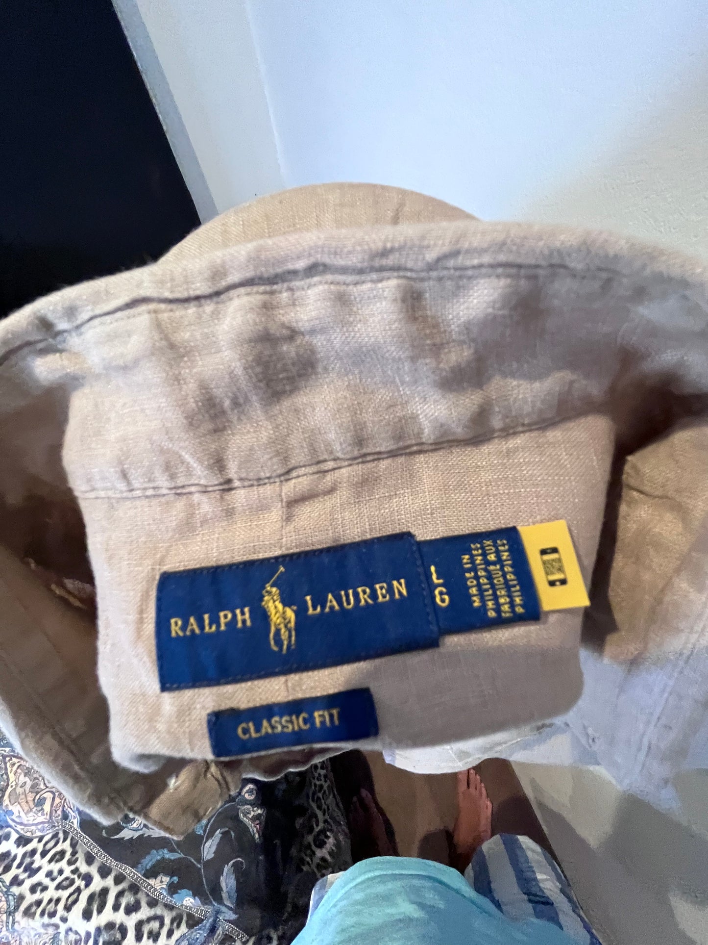 Ralph Lauren 100% Linen TanShirt Size Large
