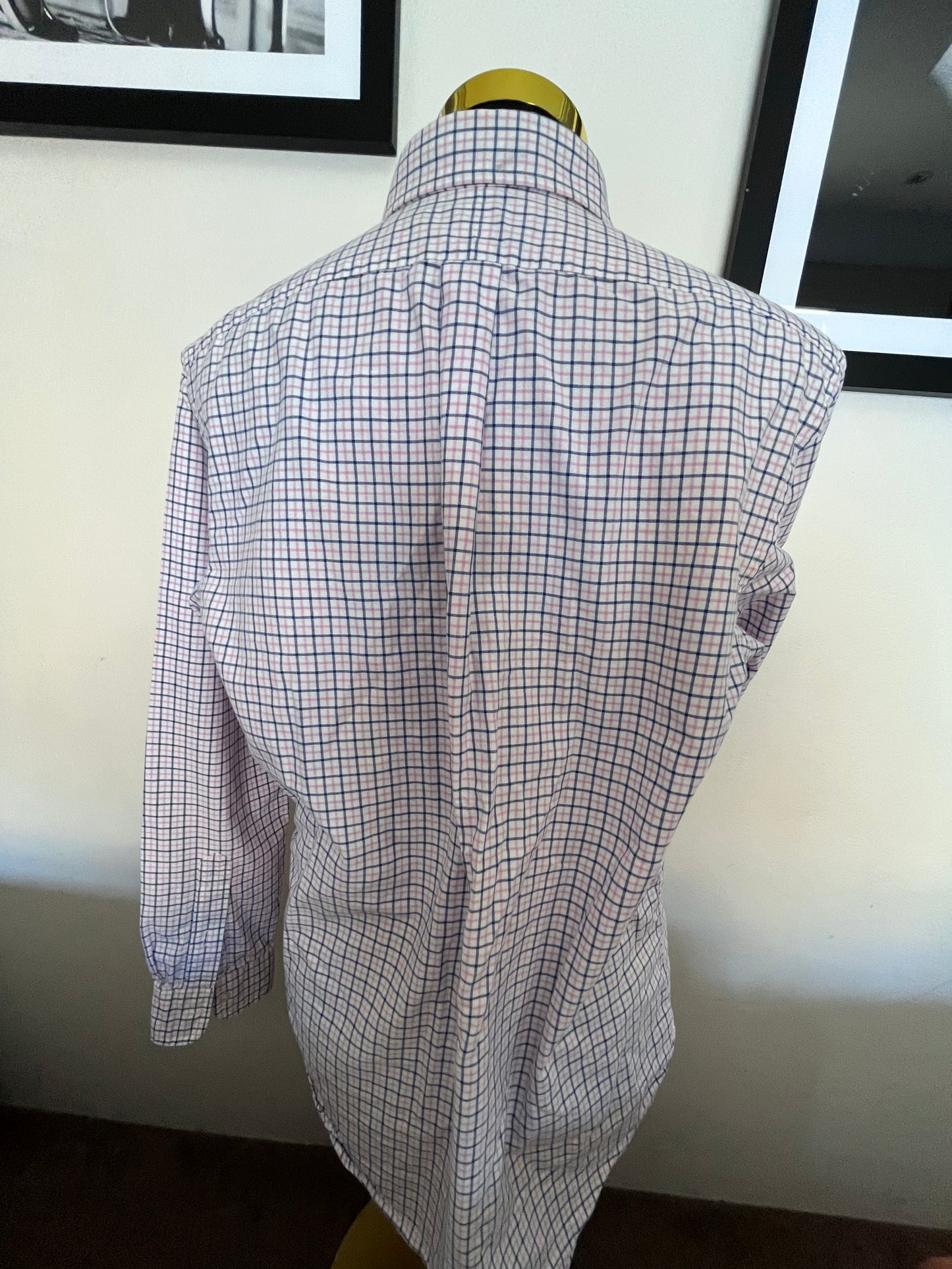 Ralph Lauren 100% Cotton Pink / White Check Size L Classic Fit