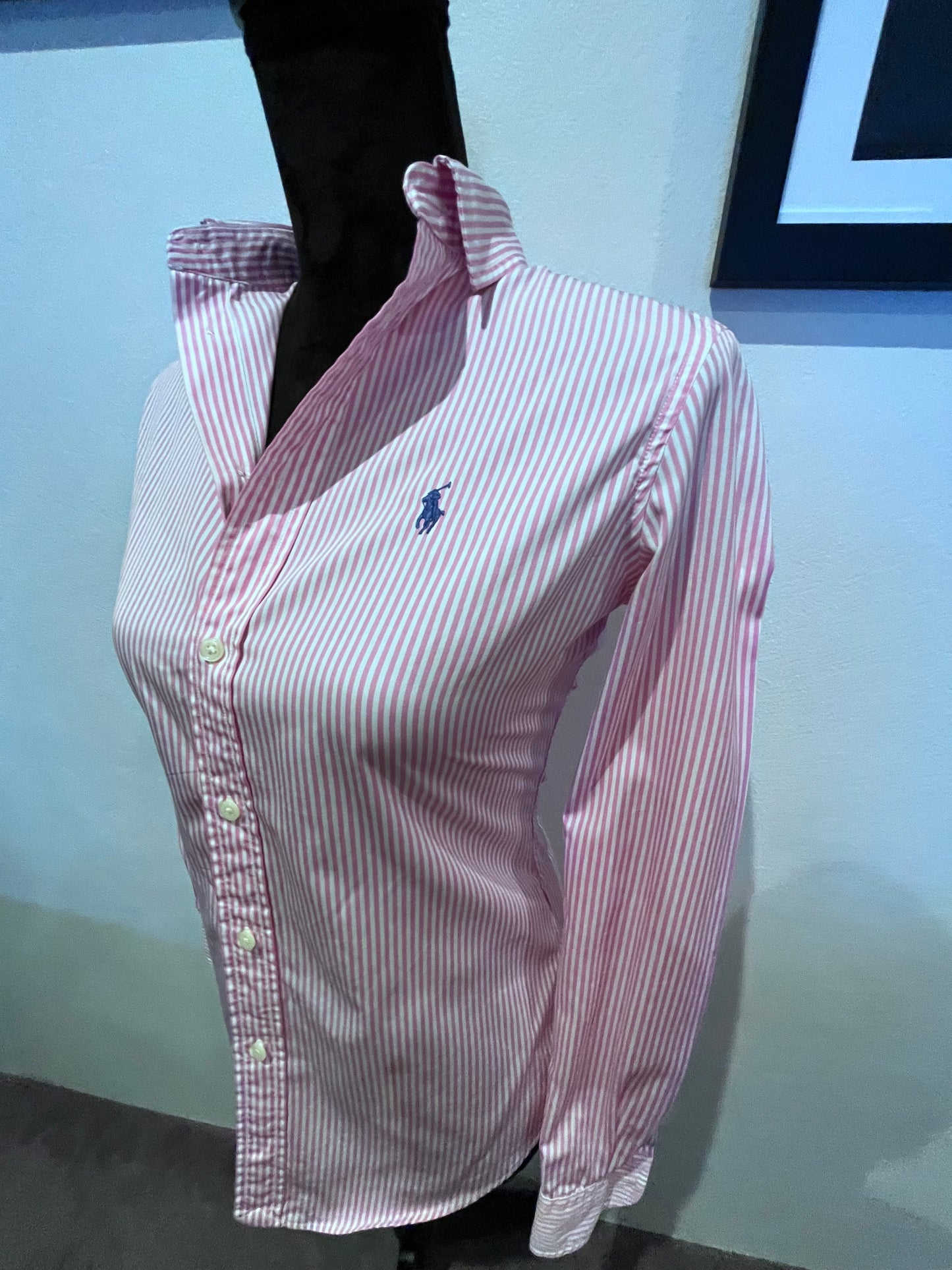 Ralph Lauren Women’s 100% Cotton Pink White Stripe Shirt Size 4