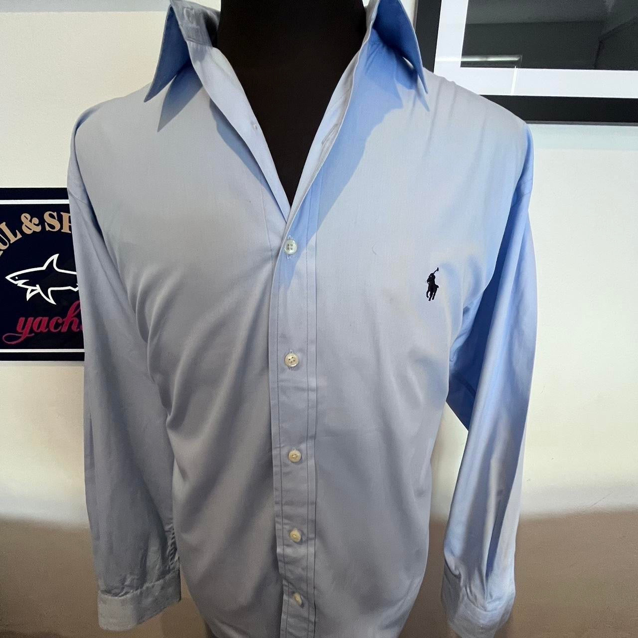 Ralph Lauren 100% Two Ply Blake Cotton Blue Shirt Size Large Classic Fit