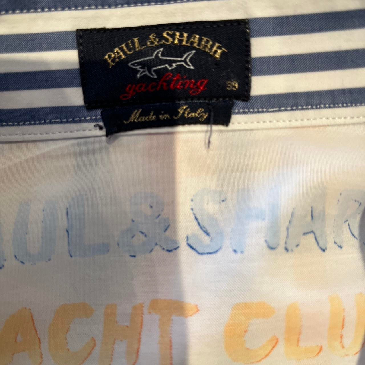 Paul & Shark 100% Cotton White Orange Blue Check Shirt Size M made in Italy