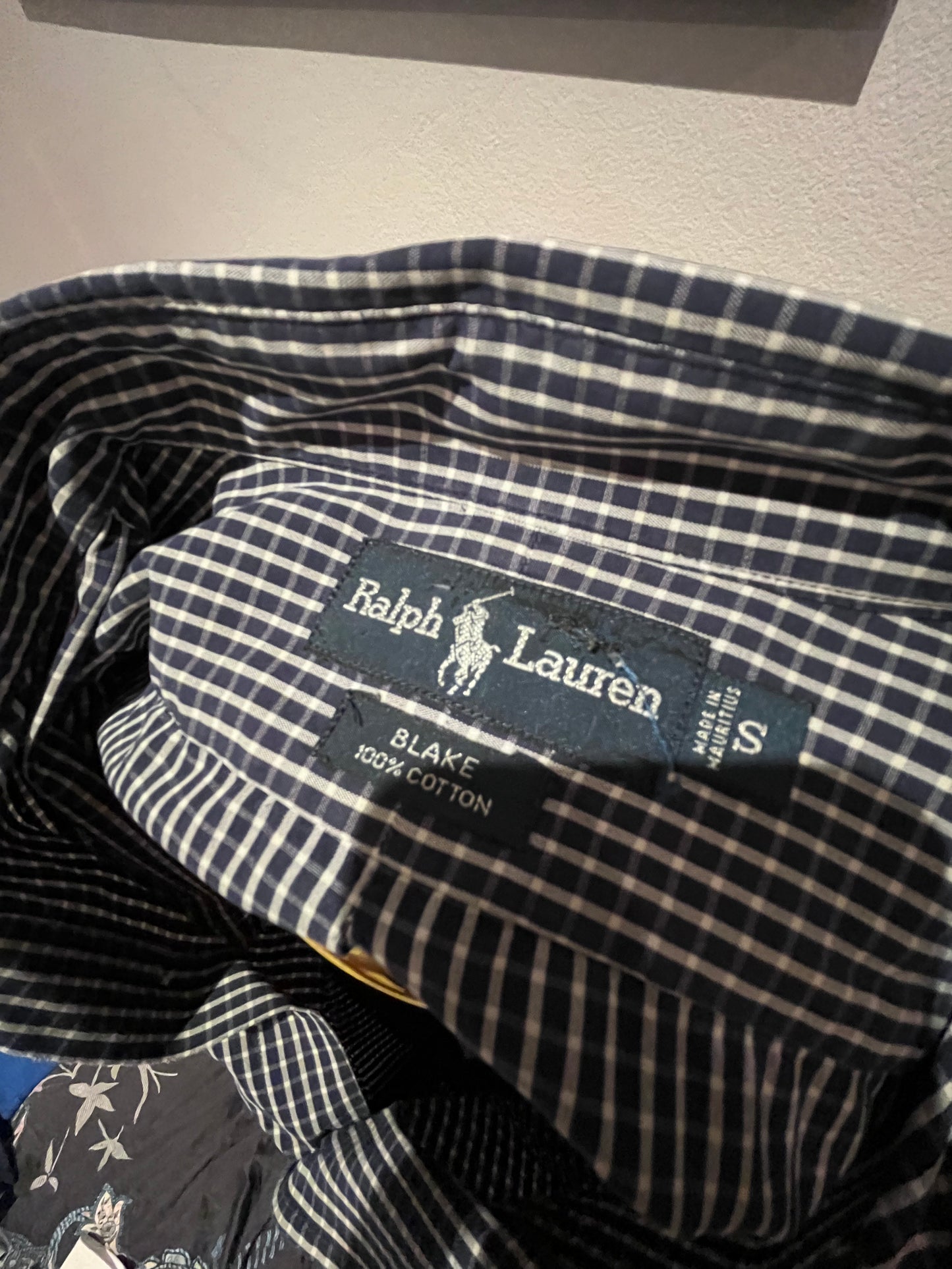 Ralph Lauren 100% Blake Cotton Size Large Blue White Check