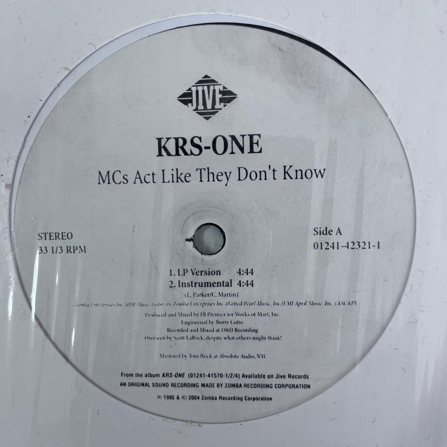KRS-One “MCs Act Like They Don’t Know” 5 Version 12inch Vinyl Record on Jive Records