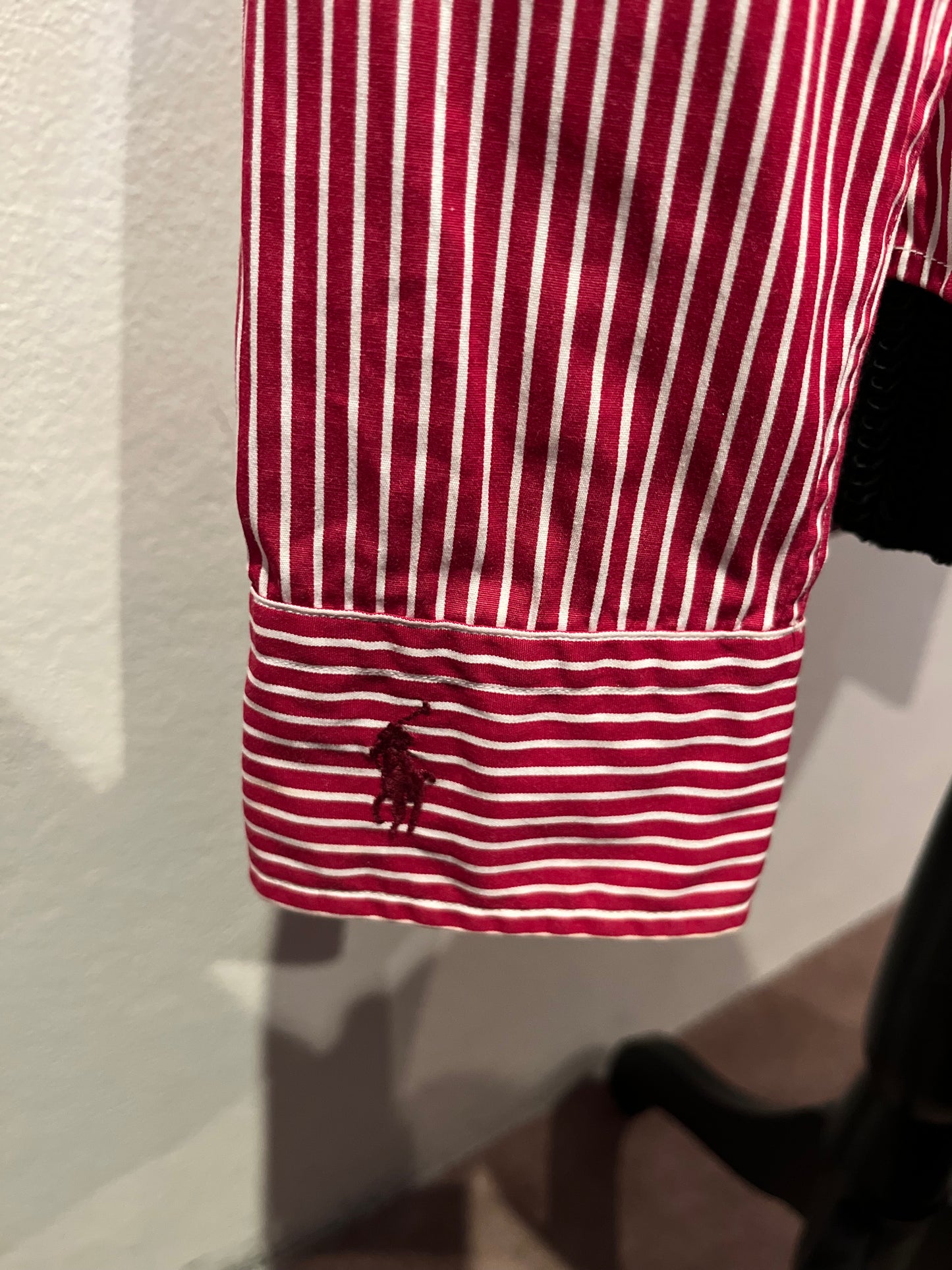 Ralph Lauren Women’s 100% Cotton Red White Stripe Shirt Size 4 Slim Fit