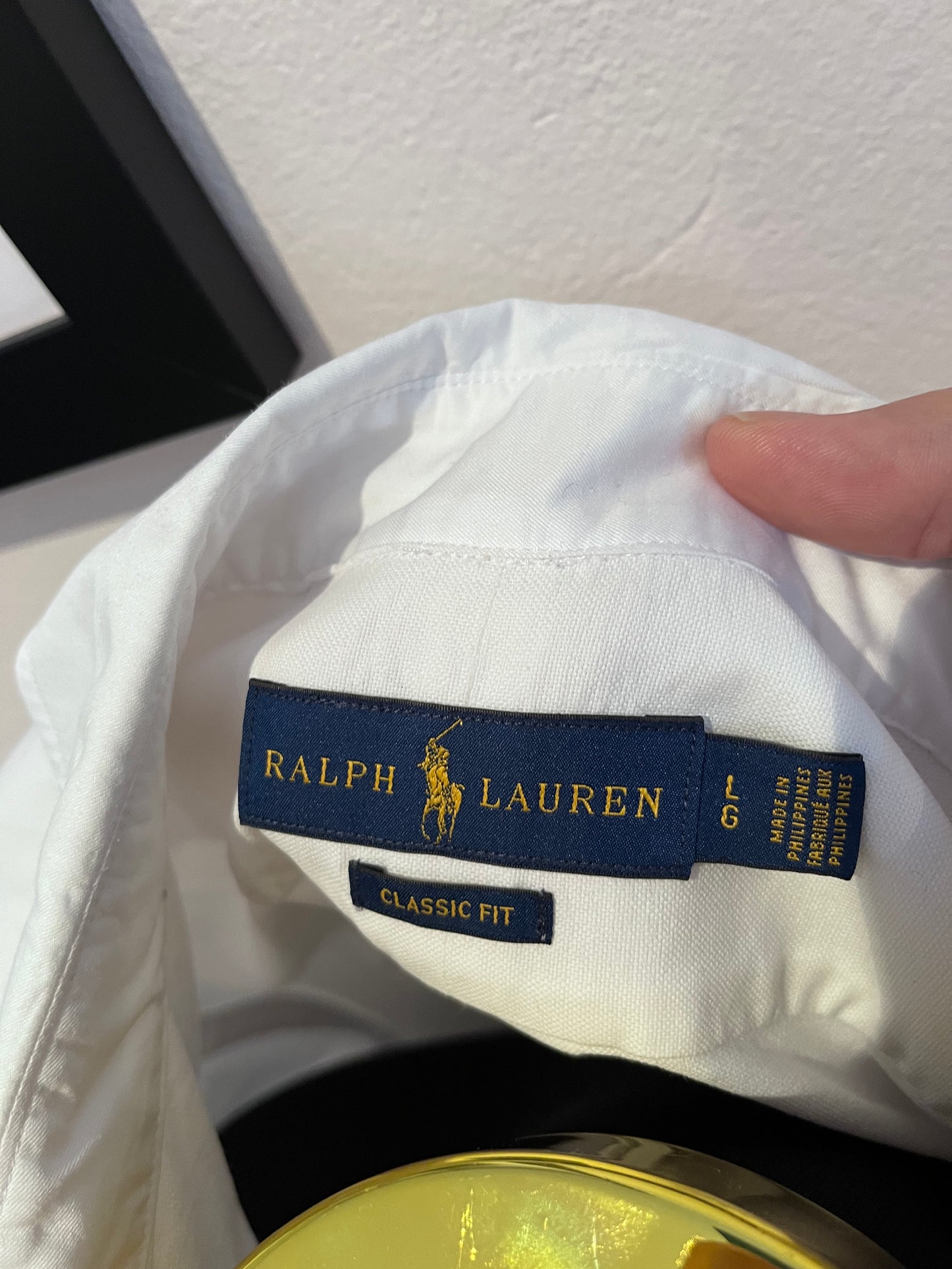 Ralph Lauren 100% Cotton Classic Fit White Shirt Size Large Teddy Bear Motif