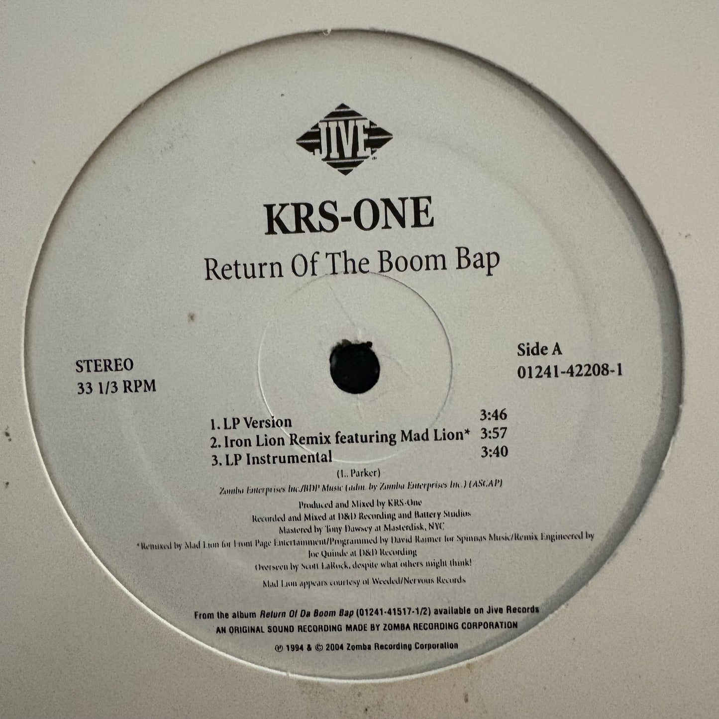 KRS ONE “Return Of The Boom Bap” 6 Version 12inch vinyl record