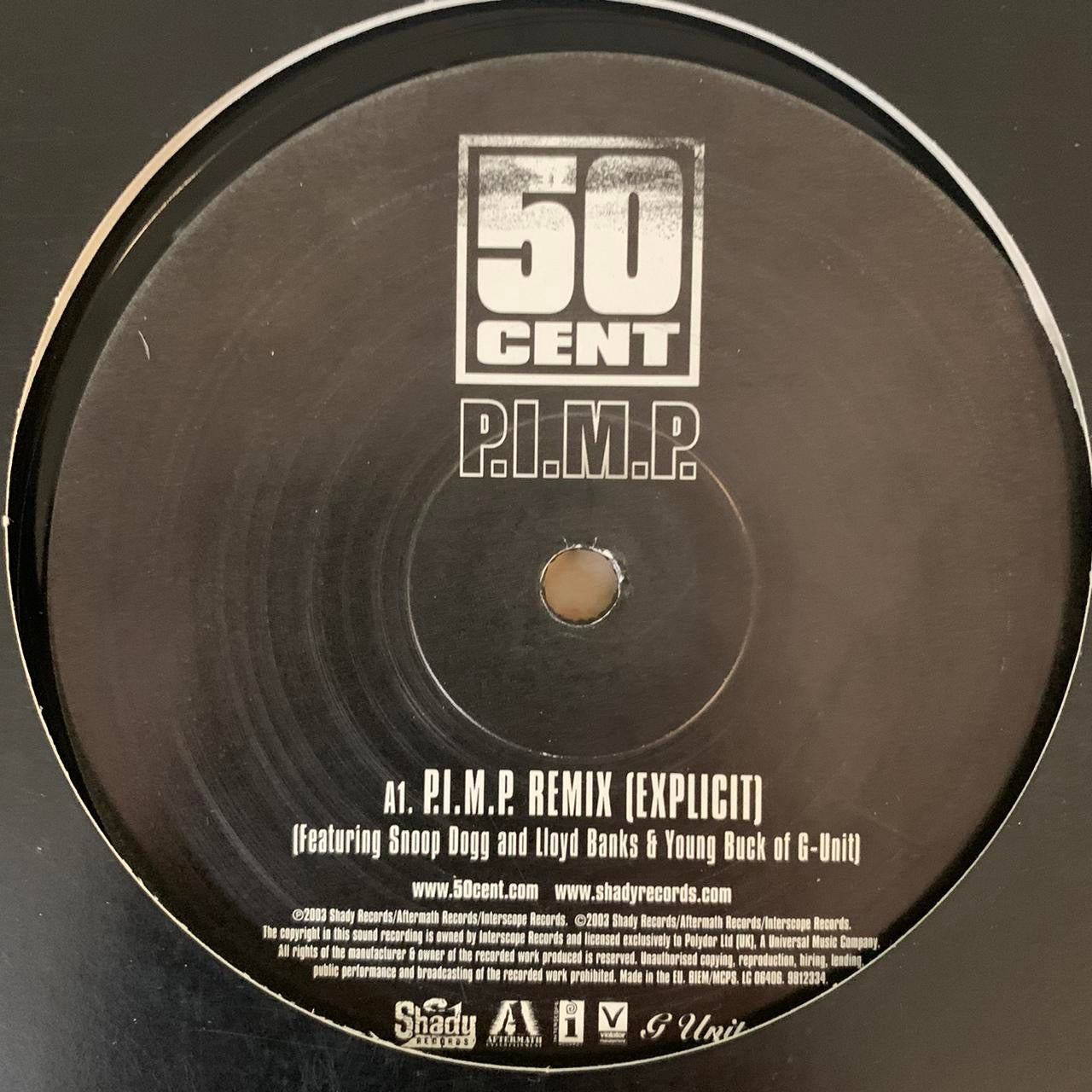 50 Cent “P.I.M.P.” Feat Snoop Dogg & Lloyd Banks 3 Track 12inch Vinyl