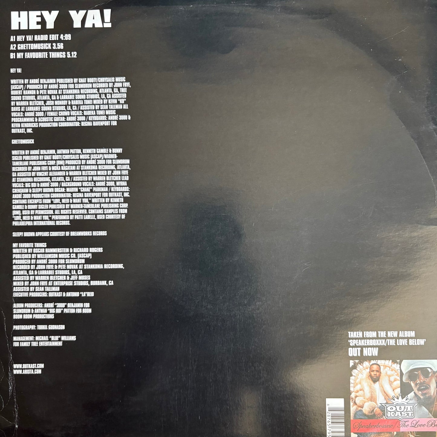 Outkast “Hey Ya!” 3 Track 12inch Vinyl Record