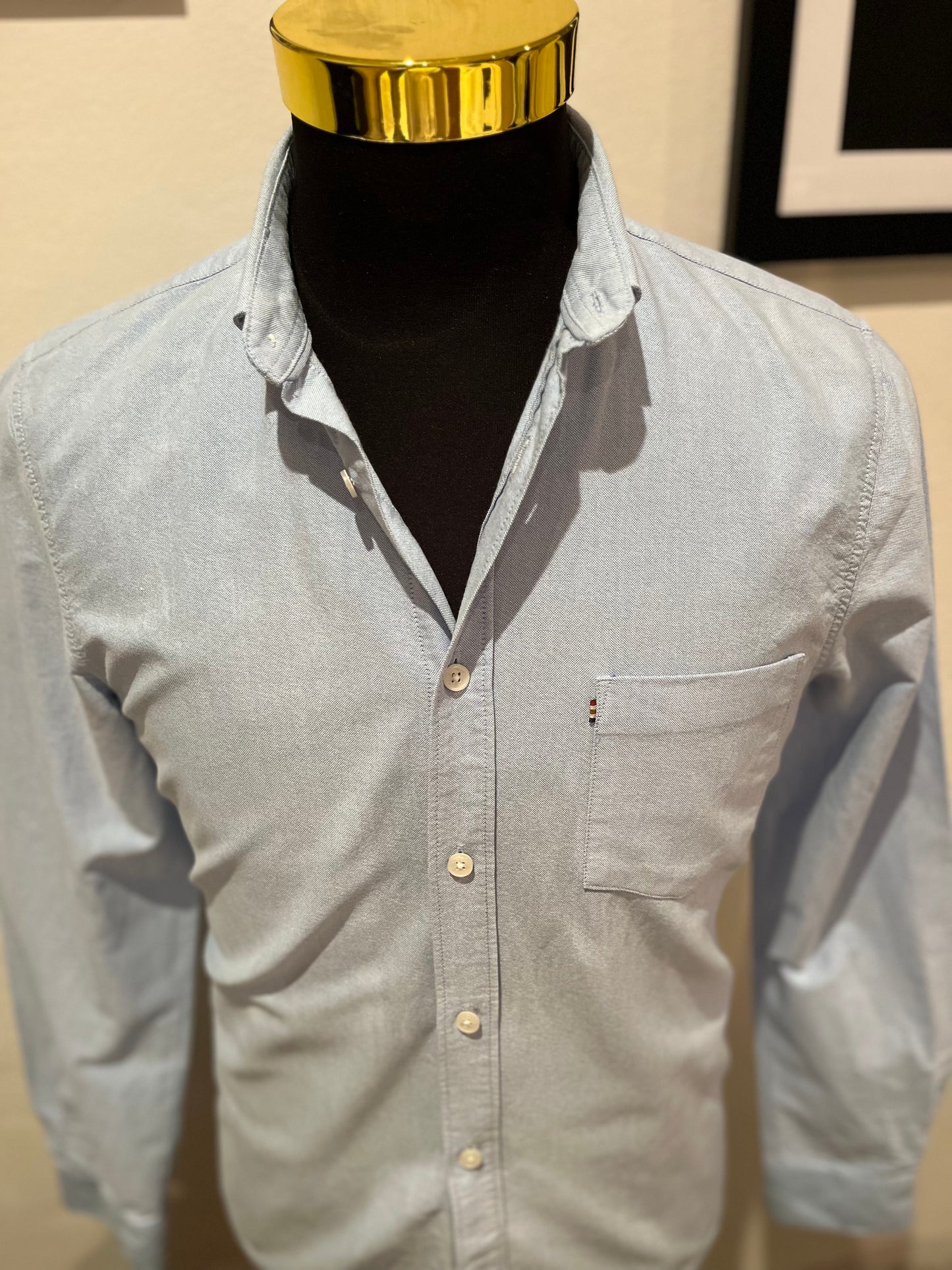 The Academy Brand 100% Cotton Blue Shirt Size Small Slim Fit
