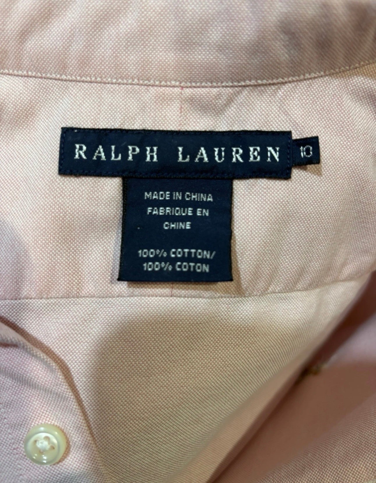 Ralph Lauren Women’s 100% Cotton Pink Oxford Shirt Size 10