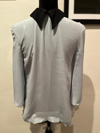 Prada Women’s 100% Silk Collared 2 Tone Shirt Size 38 Small