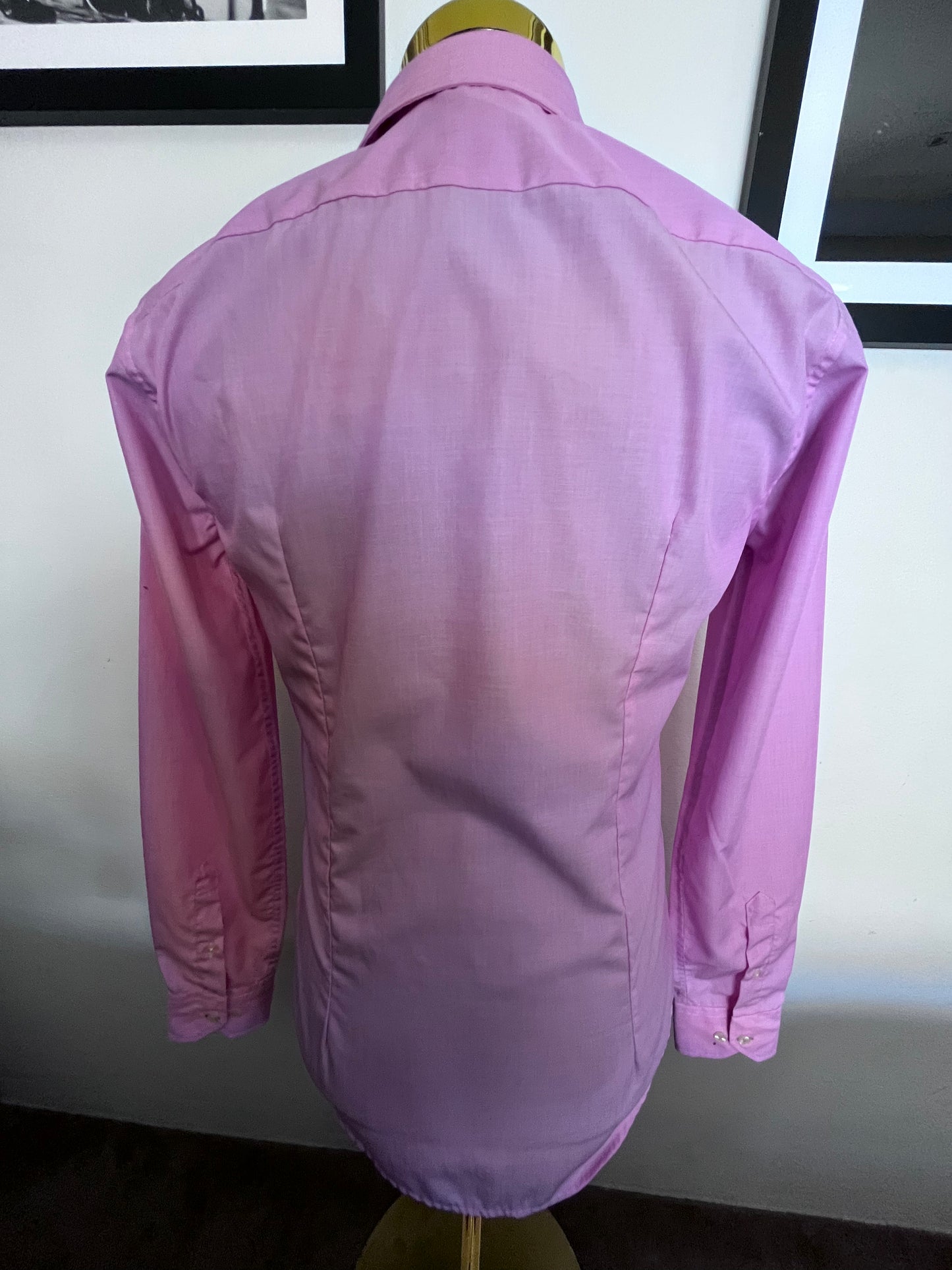 Lacoste 100% Cotton Salmon Pink Oxford Shirt Size Small Slim Fit