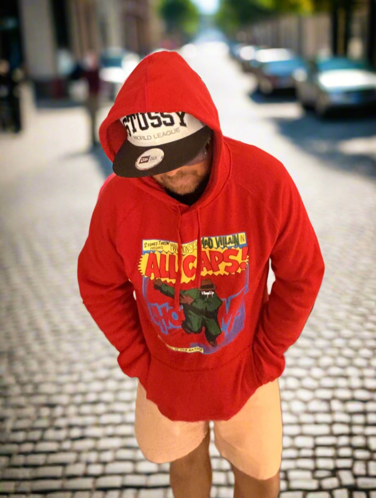 MF DOOM Mad Villain ‘ALL CAPS’ 100% Cotton Red Chest Logo Hoodie
