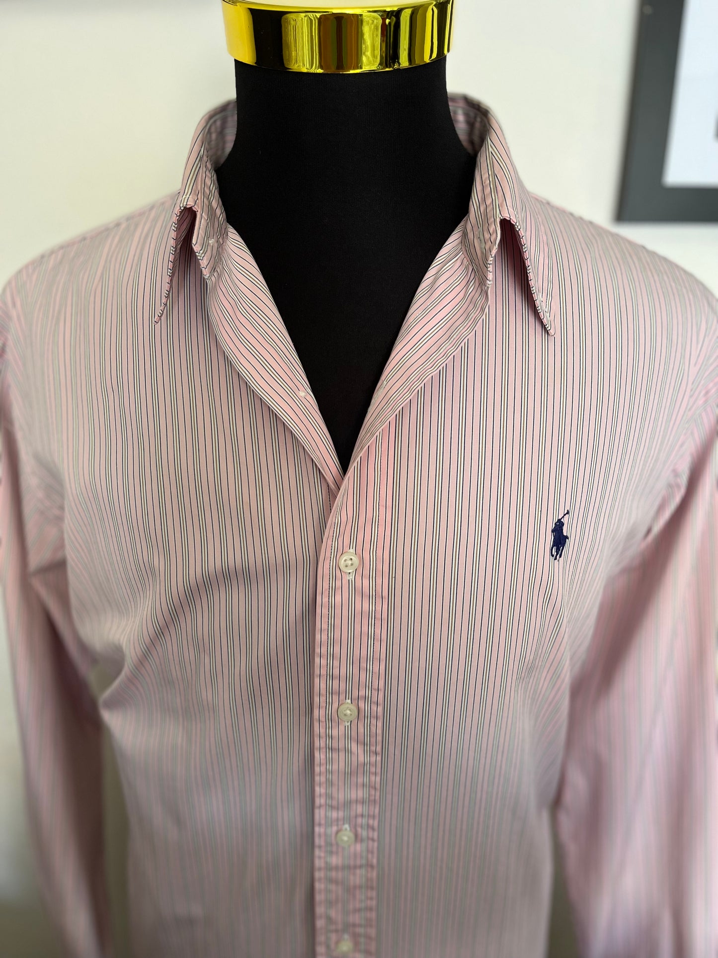 Ralph Lauren 100% Cotton Pink / White Button Down Shirt Size XL Classic Fit