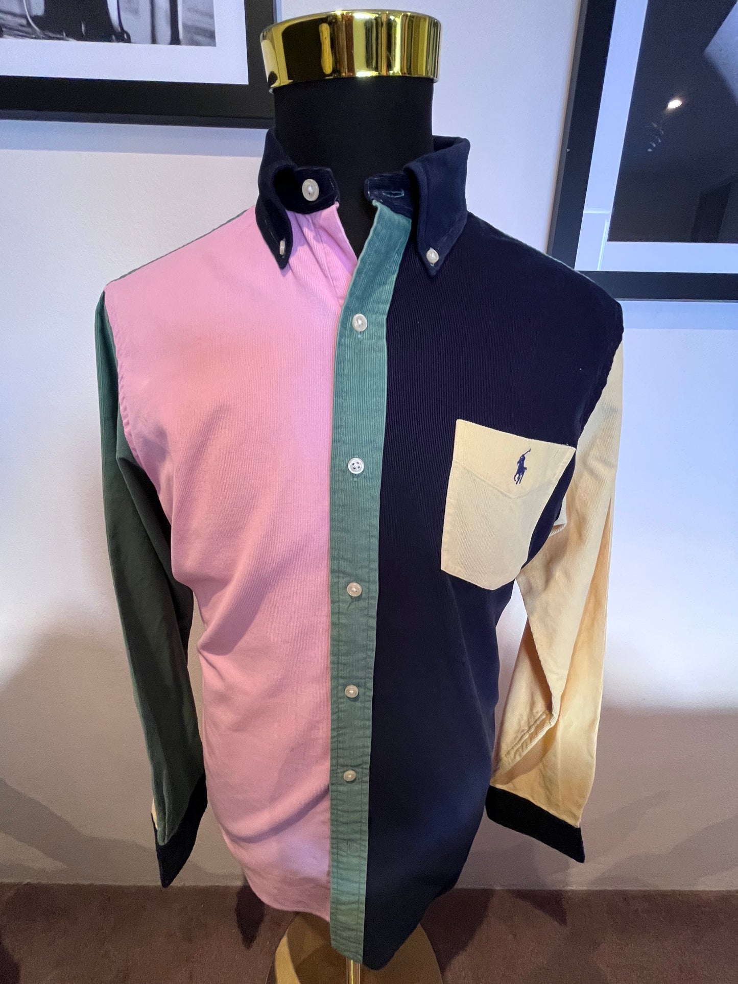 Ralph Lauren 100% Cotton Patchwork Corduroy Shirt Size Large