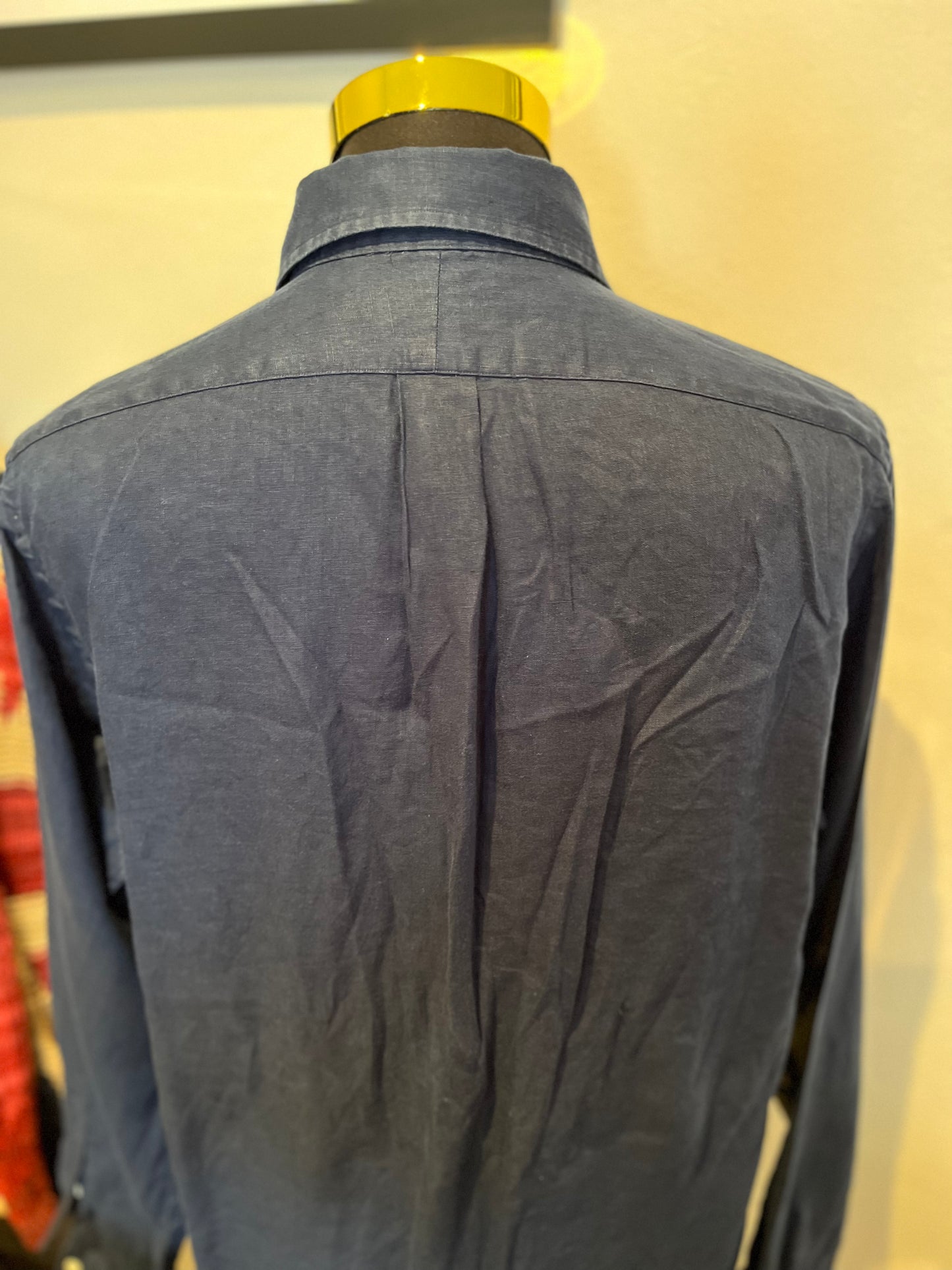Ralph Lauren 100% Linen Navy Blue Shirt Size Large