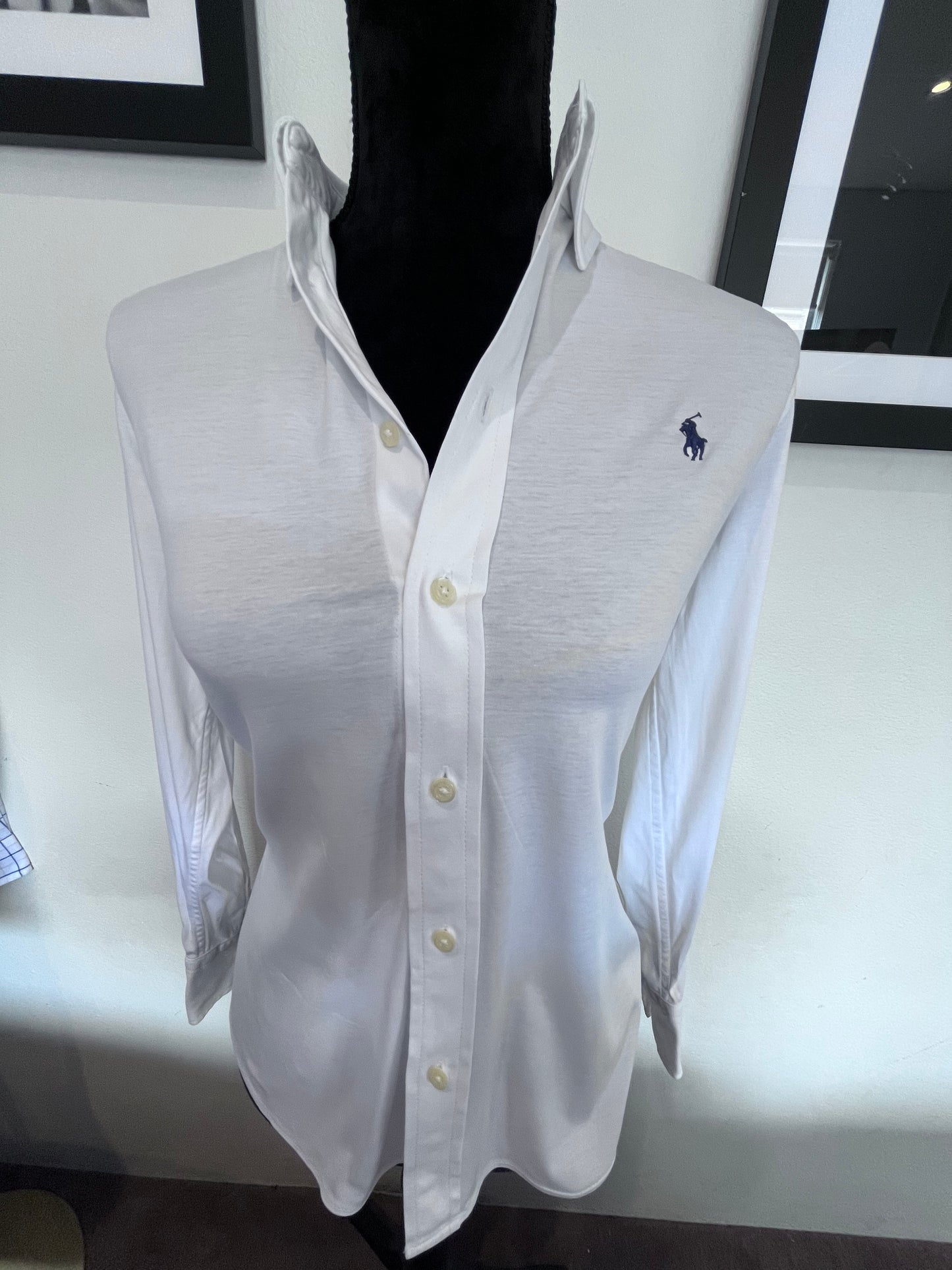 Ralph Lauren Women’s 100% Cotton White Knit Dress Shirt Slim Fit Size S