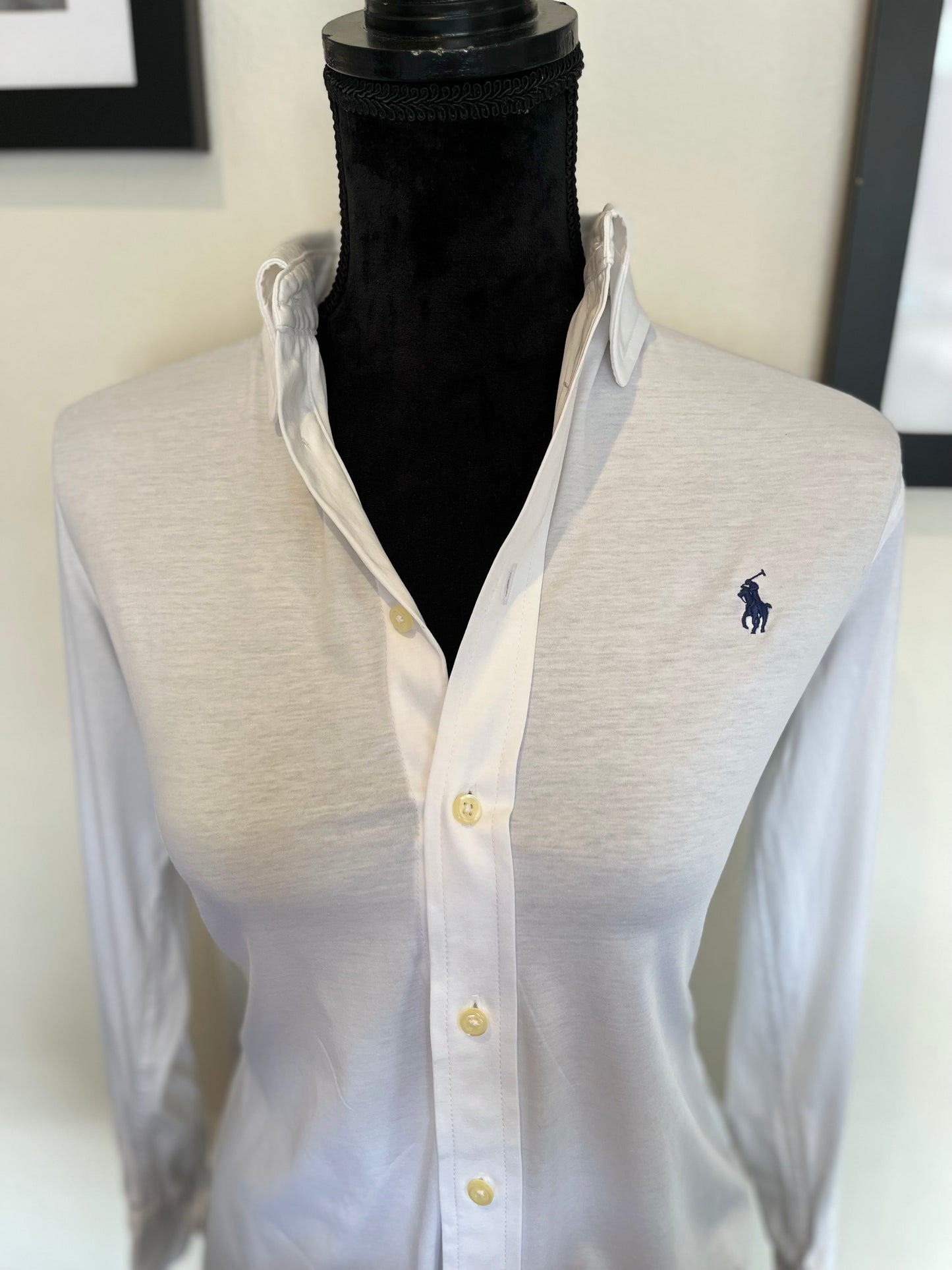 Ralph Lauren Women’s 100% Cotton White Knit Dress Shirt Slim Fit Size S