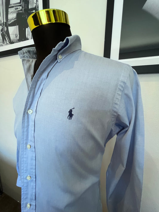 Ralph Lauren 100% Cotton Blue Button Down Shirt Size M Classic Fit, 15/32