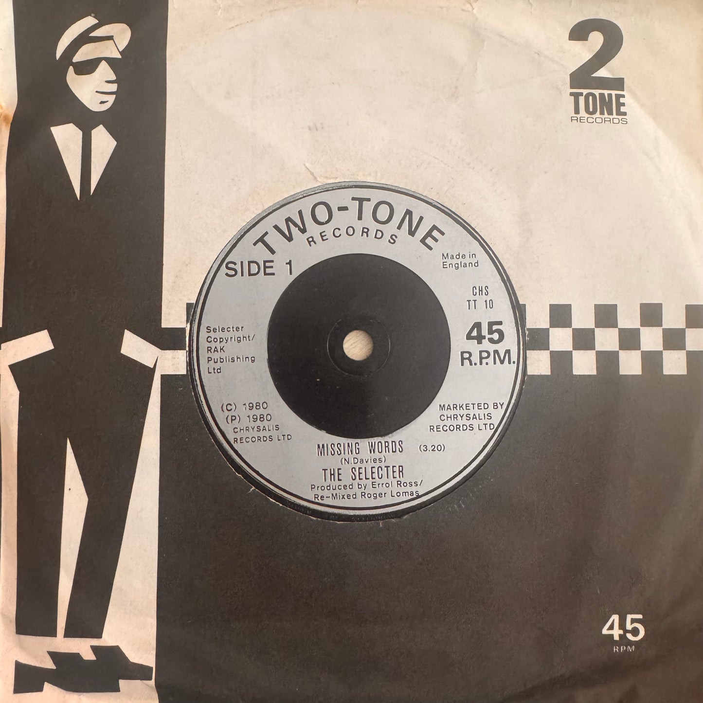The Selector “Missing Words” 2 Track 7inch Vinyl 2 Tone Records 1980