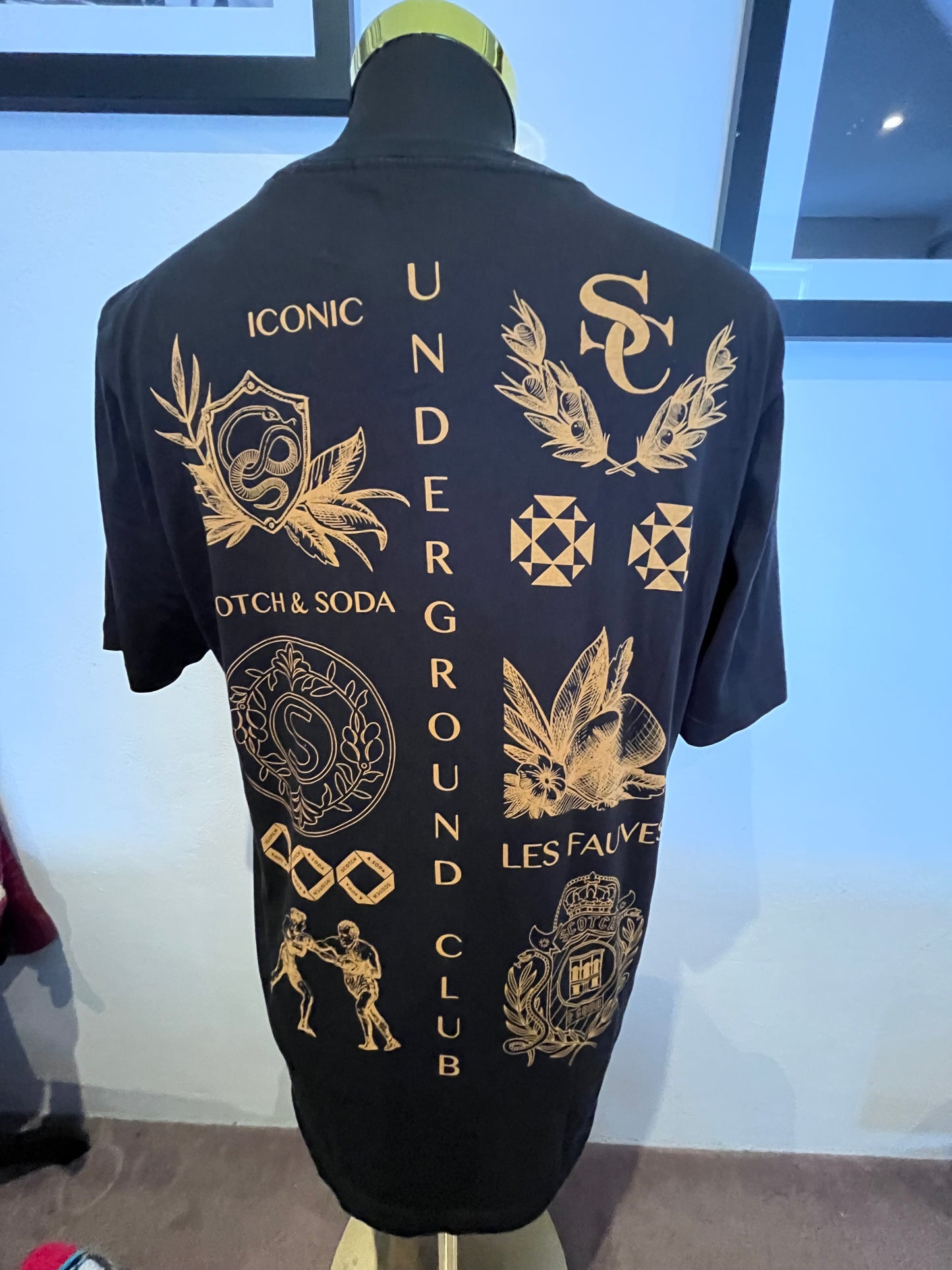 Scotch & Soda Cotton Blend Black Logo Print Tee Size XL