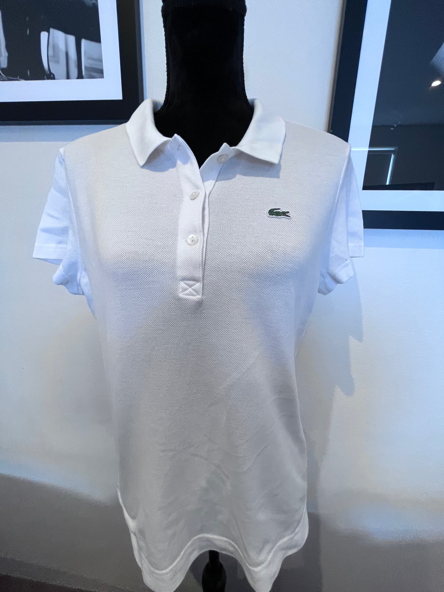 Lacoste Women’s 100% Cotton White Polo Shirt Size Small Classic Fit