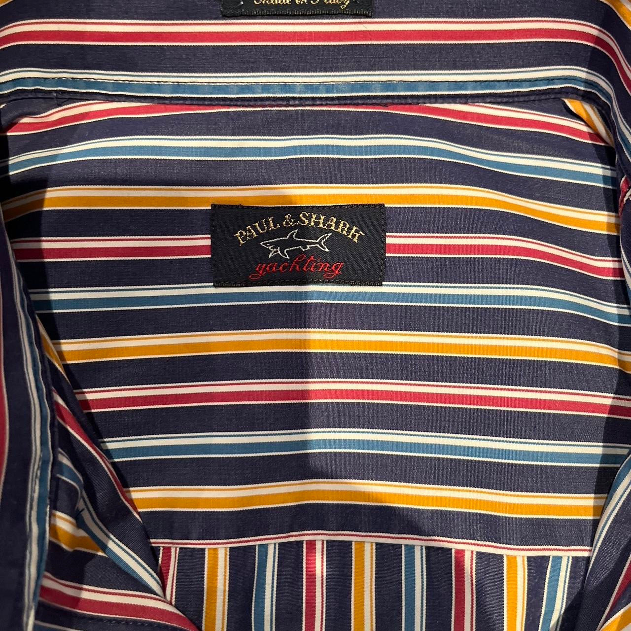 Paul & Shark 100% Cotton Blue Red Striped Shirt Size Medium Made in Italy