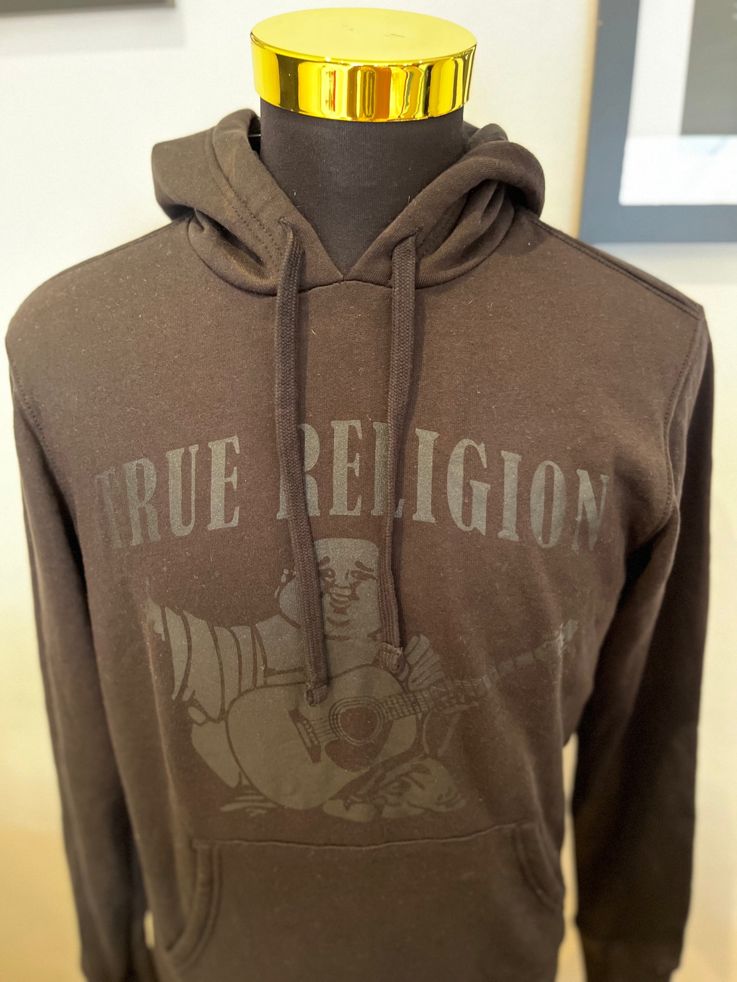 True Religion 100% Cotton Logo Print Black Hoodie Size M BNWT