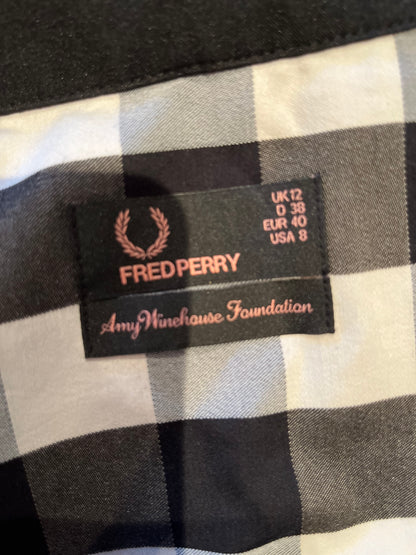 Fred Perry by Amy Winehouse 100% Cotton Black White Button Up Dress Size US 8