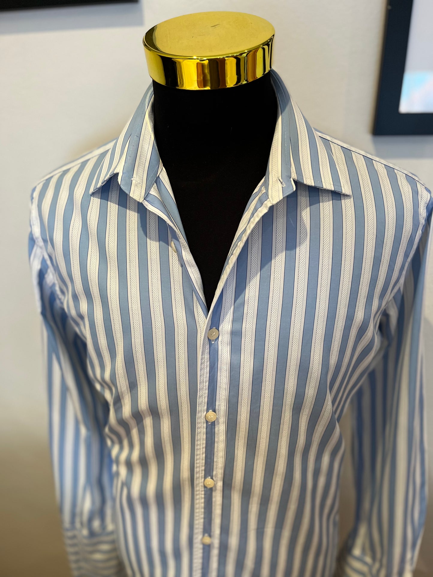 Paul Smith PS 100% Cotton Blue White Stripe Shirt Size Medium Made In Italy