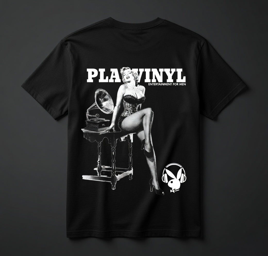 Street & Juice ‘PLAY VINYL’ 100% Heavyweight Cotton Black Graphic Tee