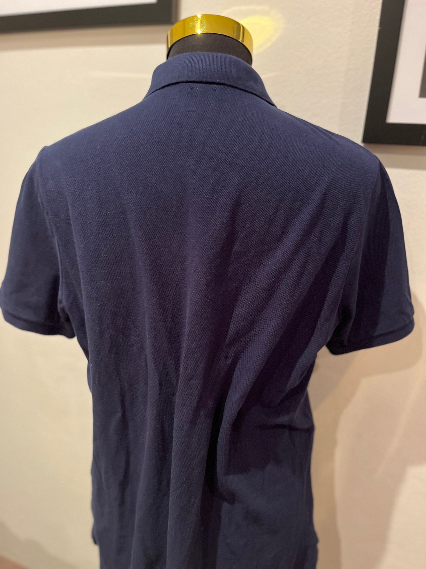 Polo Ralph Lauren 100% Cotton Blue Logo Print Polo Shirt Size Large
