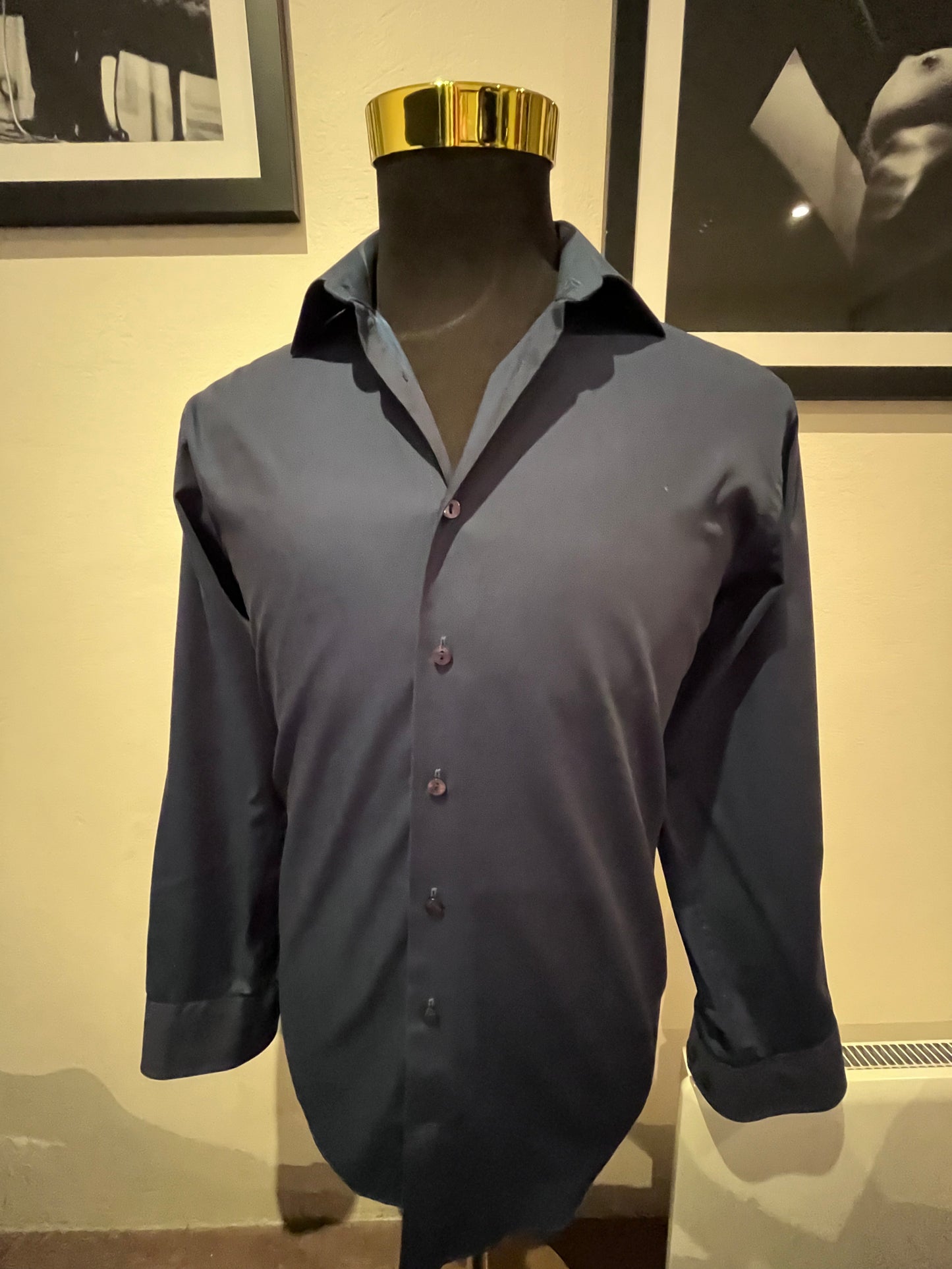 Calvin Klein 100% Cotton Dark Electric Blue Shirt Size M Slim Fit