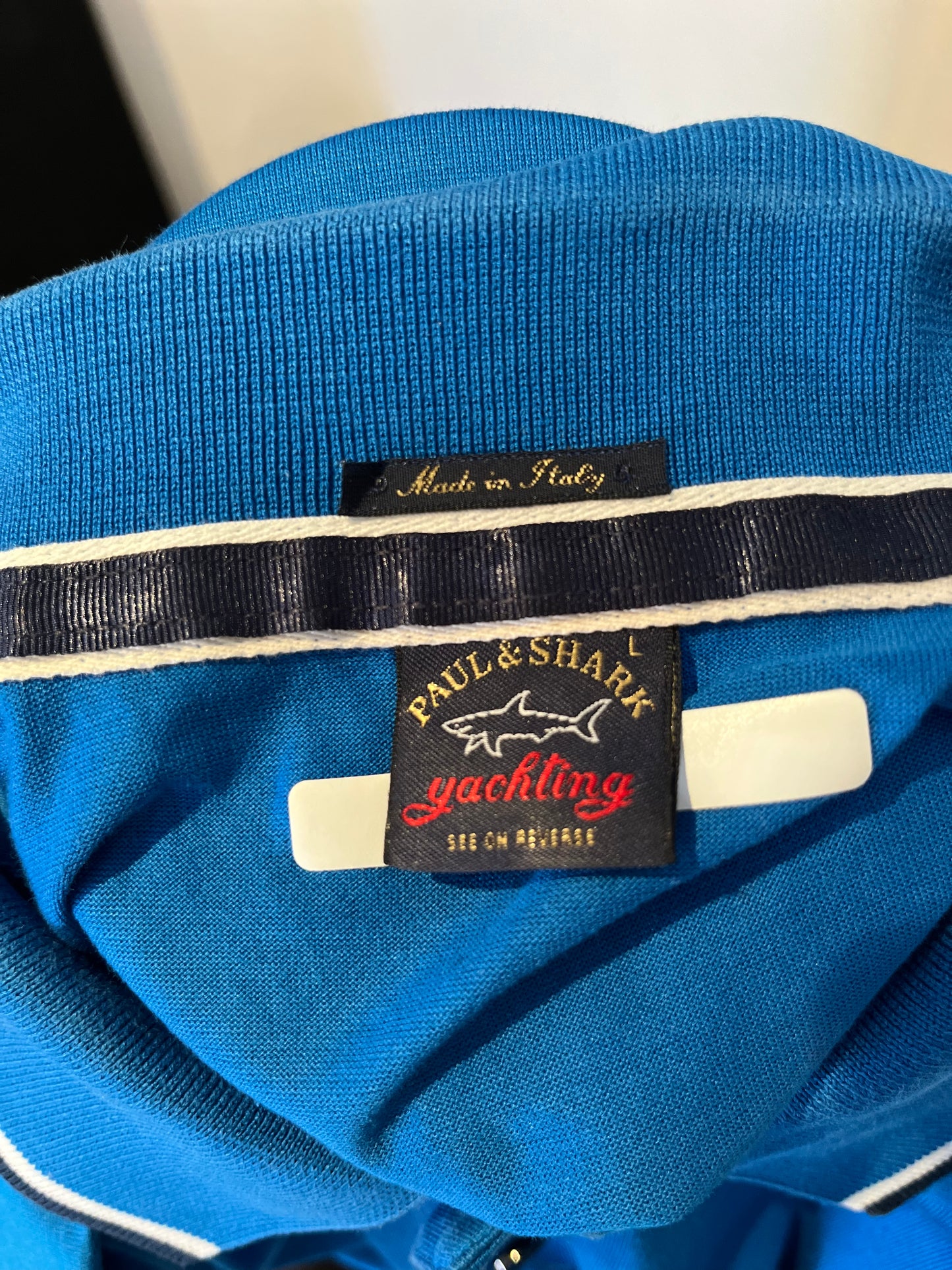 Paul & Shark 100% Cotton Blue Polo Shirt Made in Italy Size L