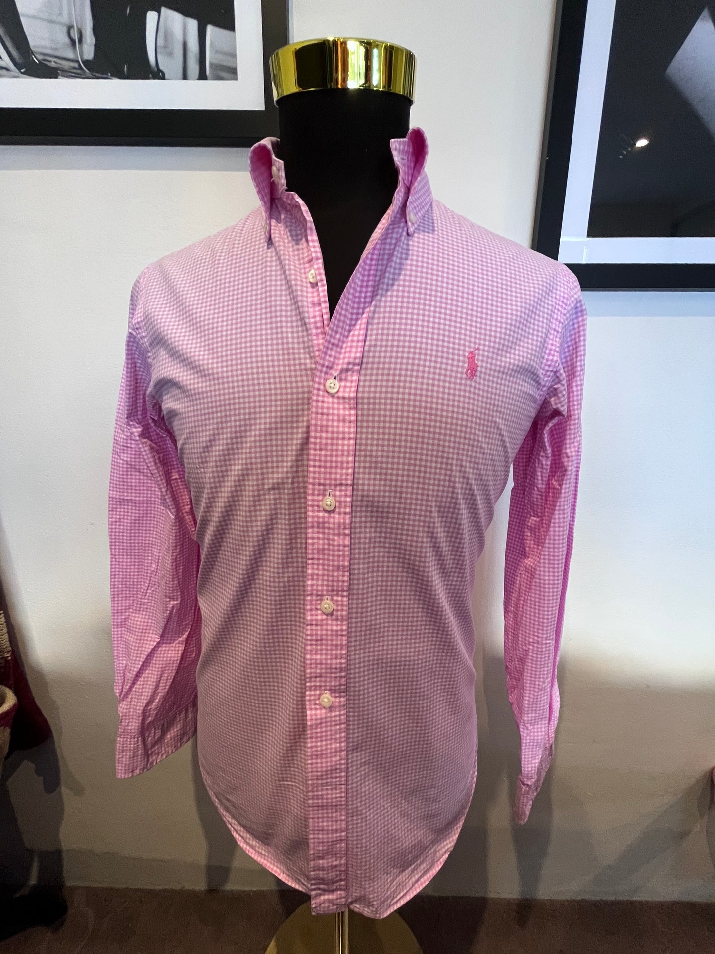 Ralph Lauren 100% Cotton Custom Fit Orange Check Shirt Size M
