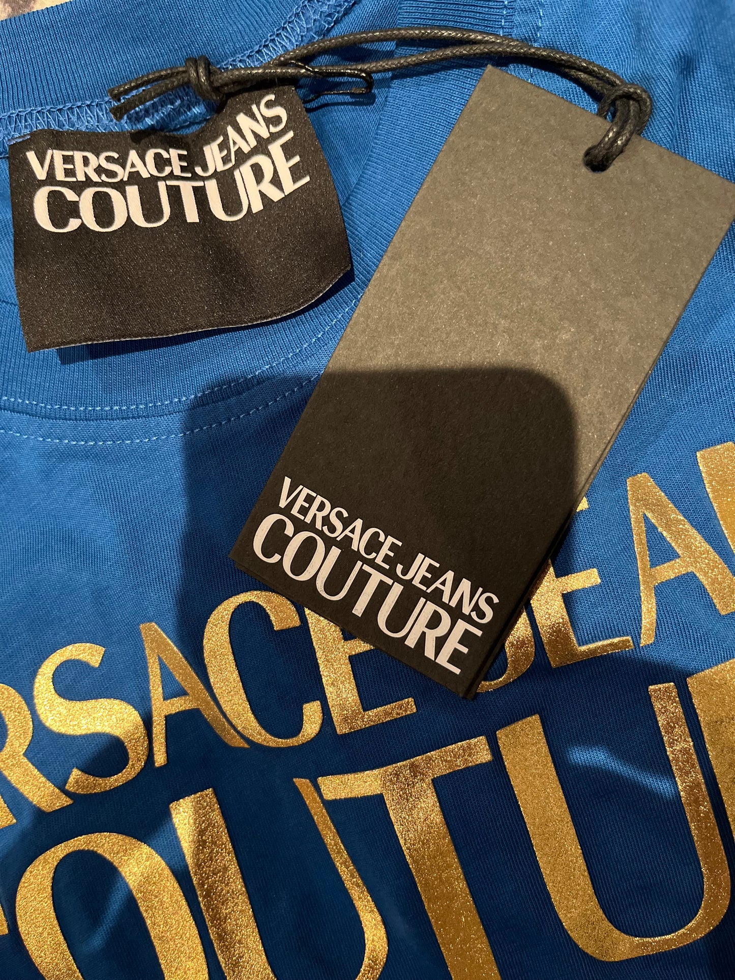 Versace Jeans Couture Women’s 100% Cotton Blue Logo Print T Shirt Size M